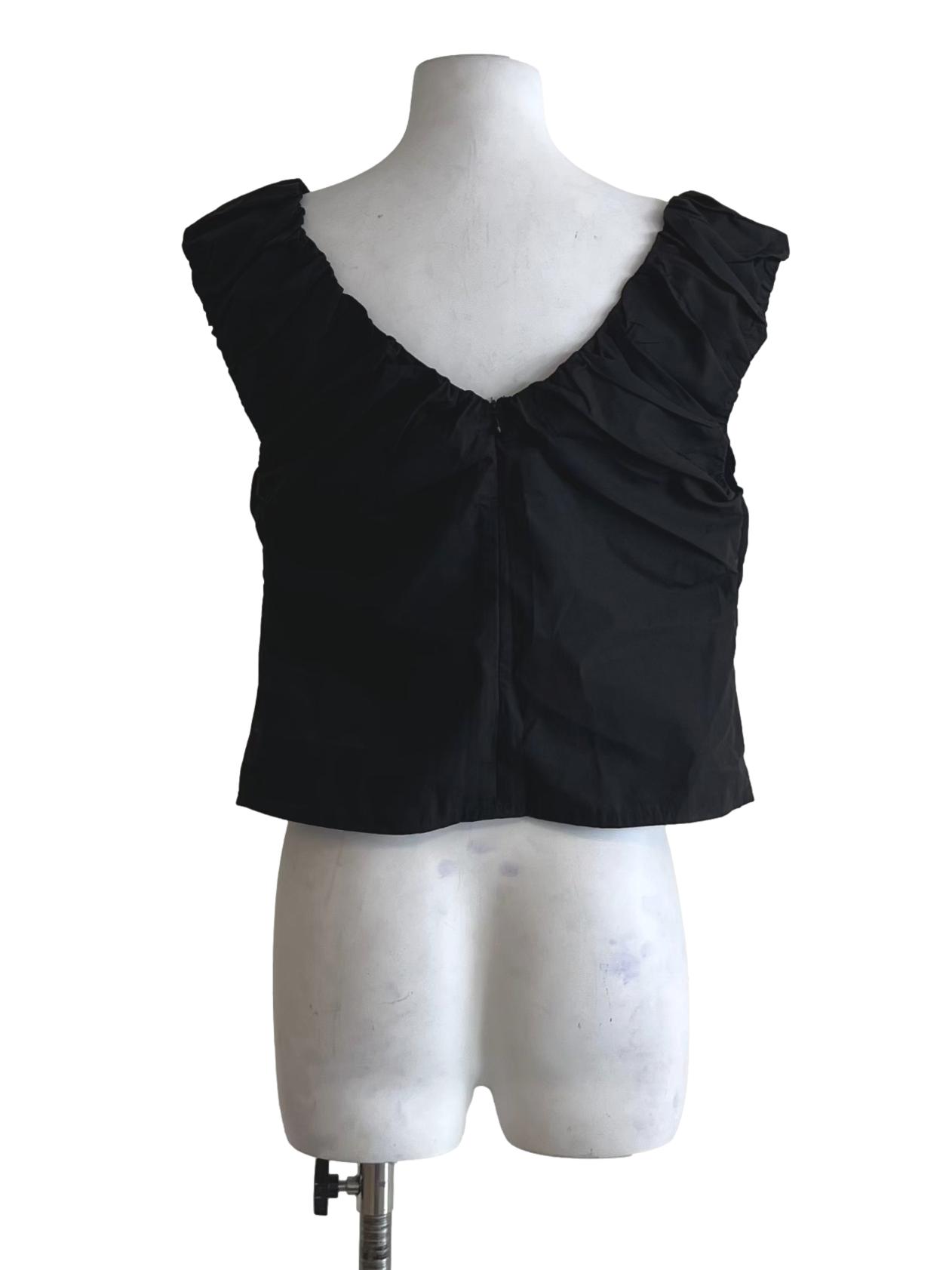 Black V-Neckline Sleeveless Top