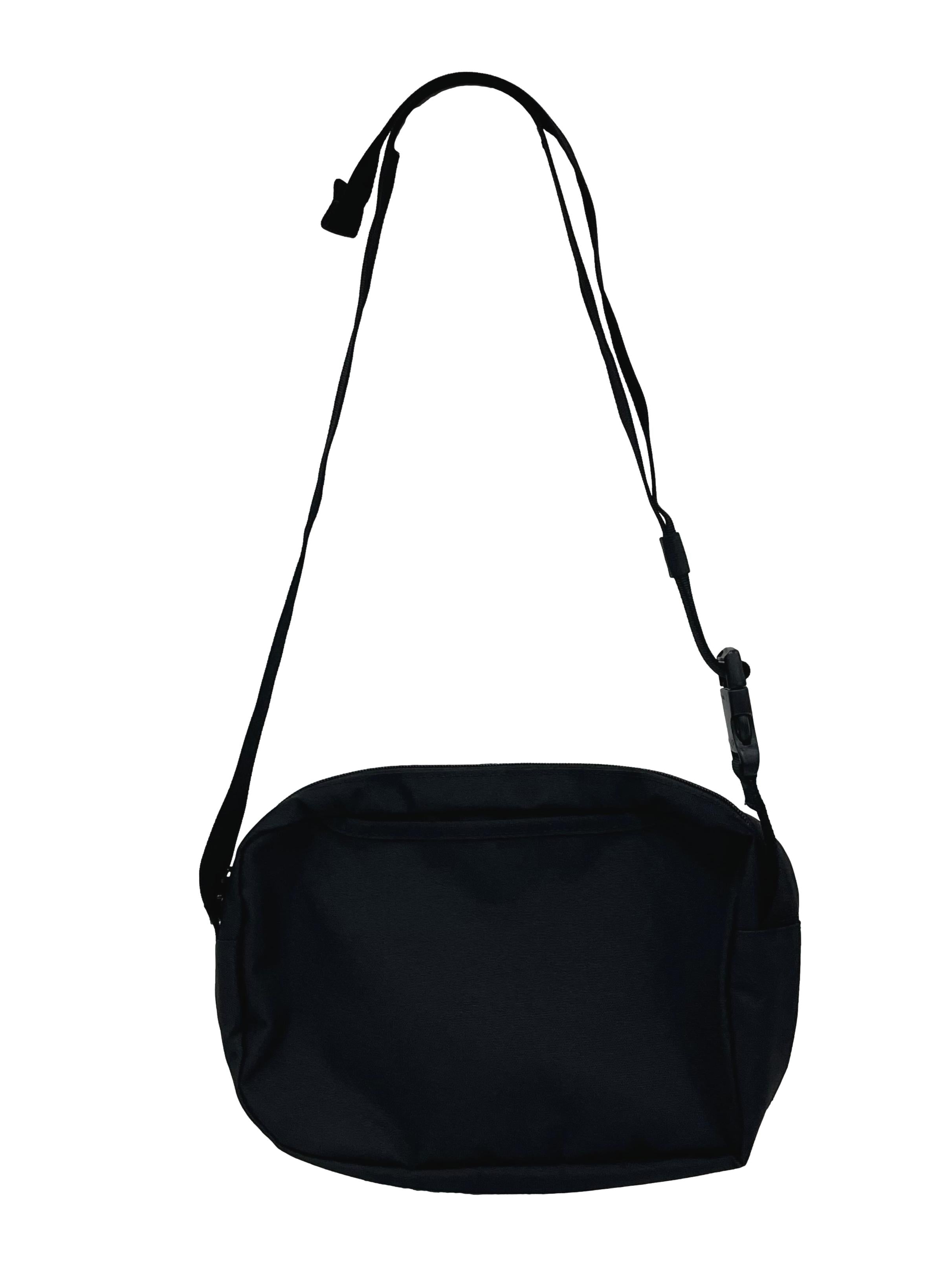 Black Water Repellent Shoulder Bag With Back Pocket