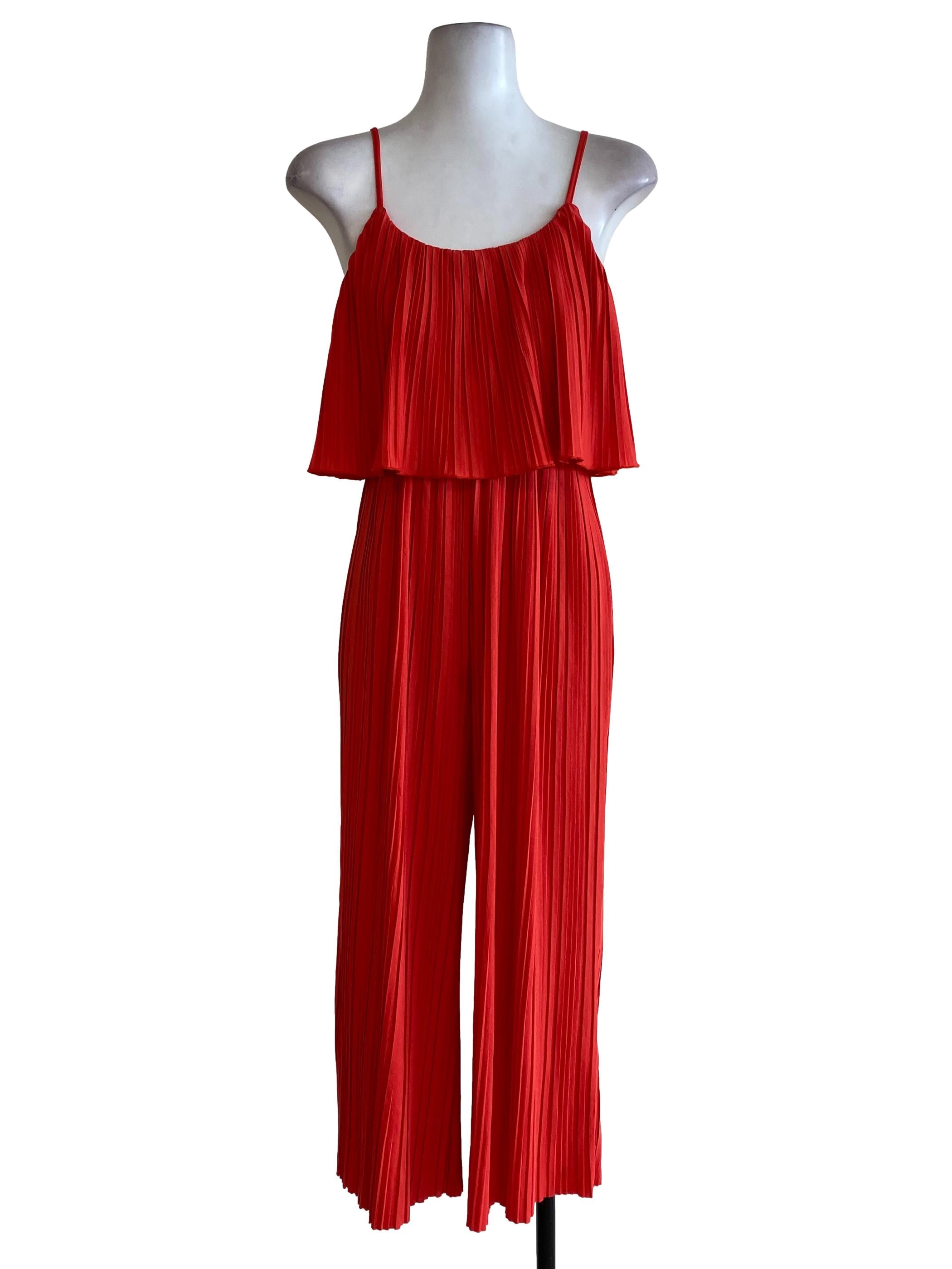 Orange Pleated Jumpsuits