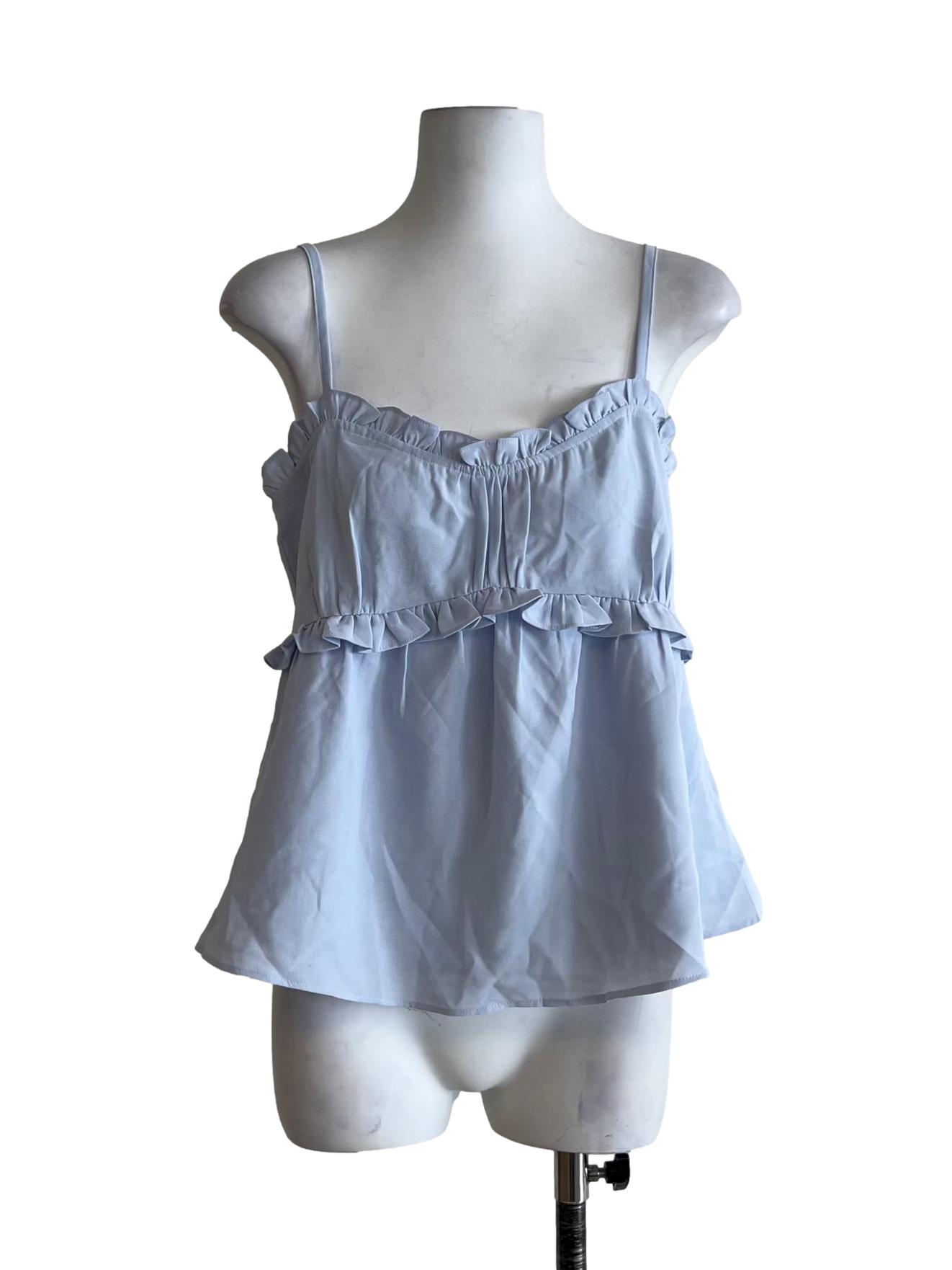 Sky Blue Spaghetti Strap Sleeveless Top
