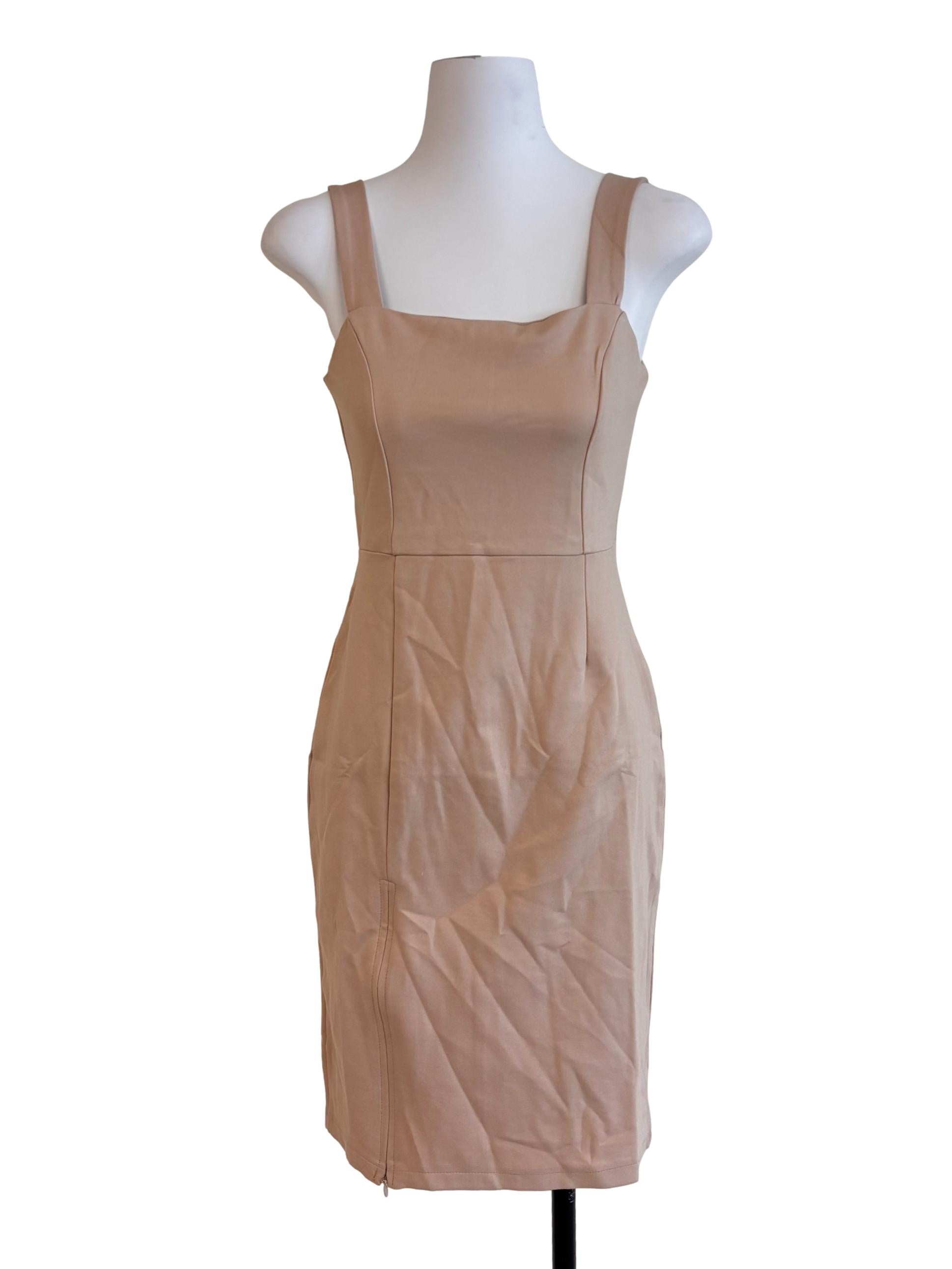 Beige Square Neck Dress