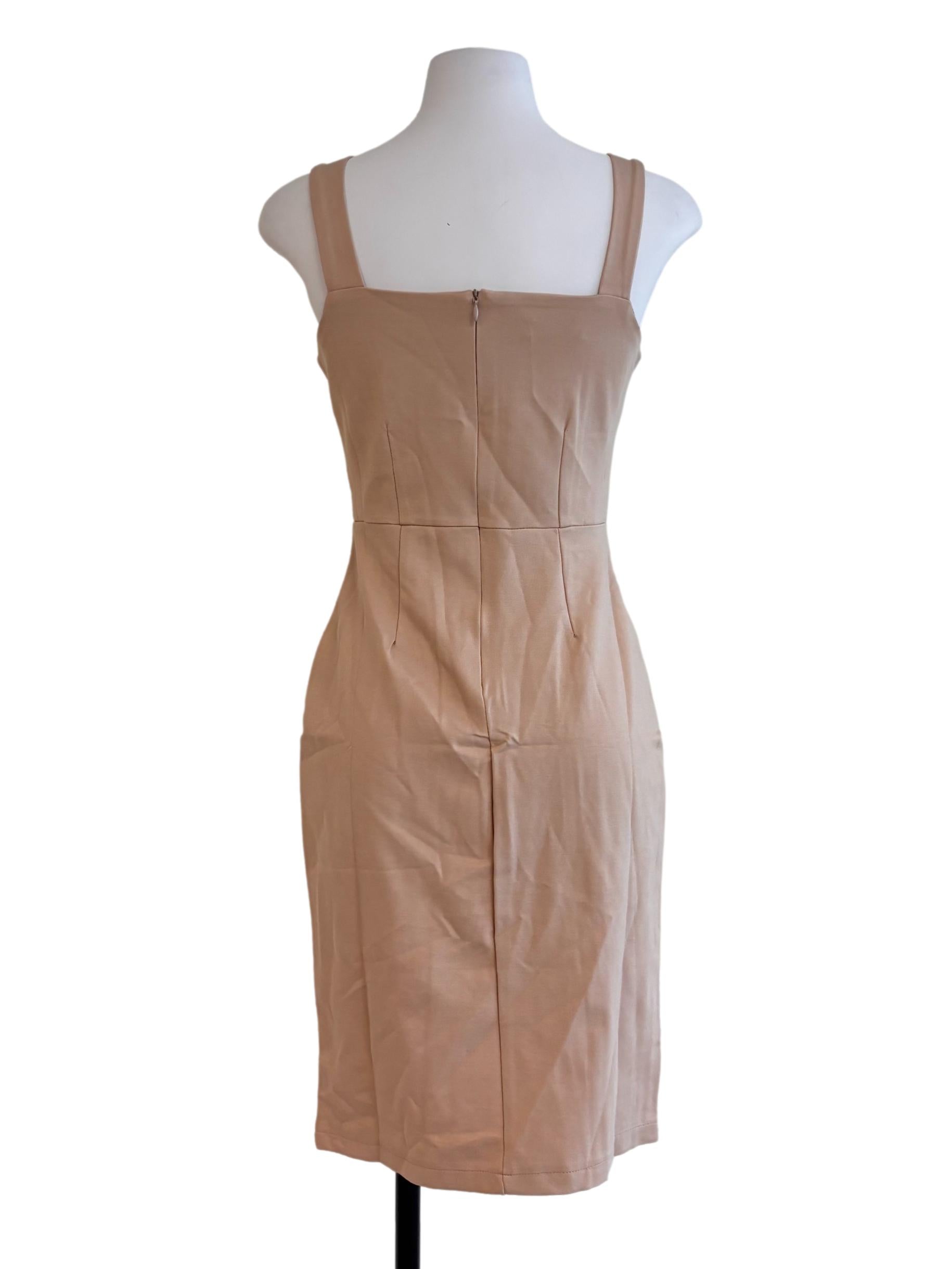 Beige Square Neck Dress