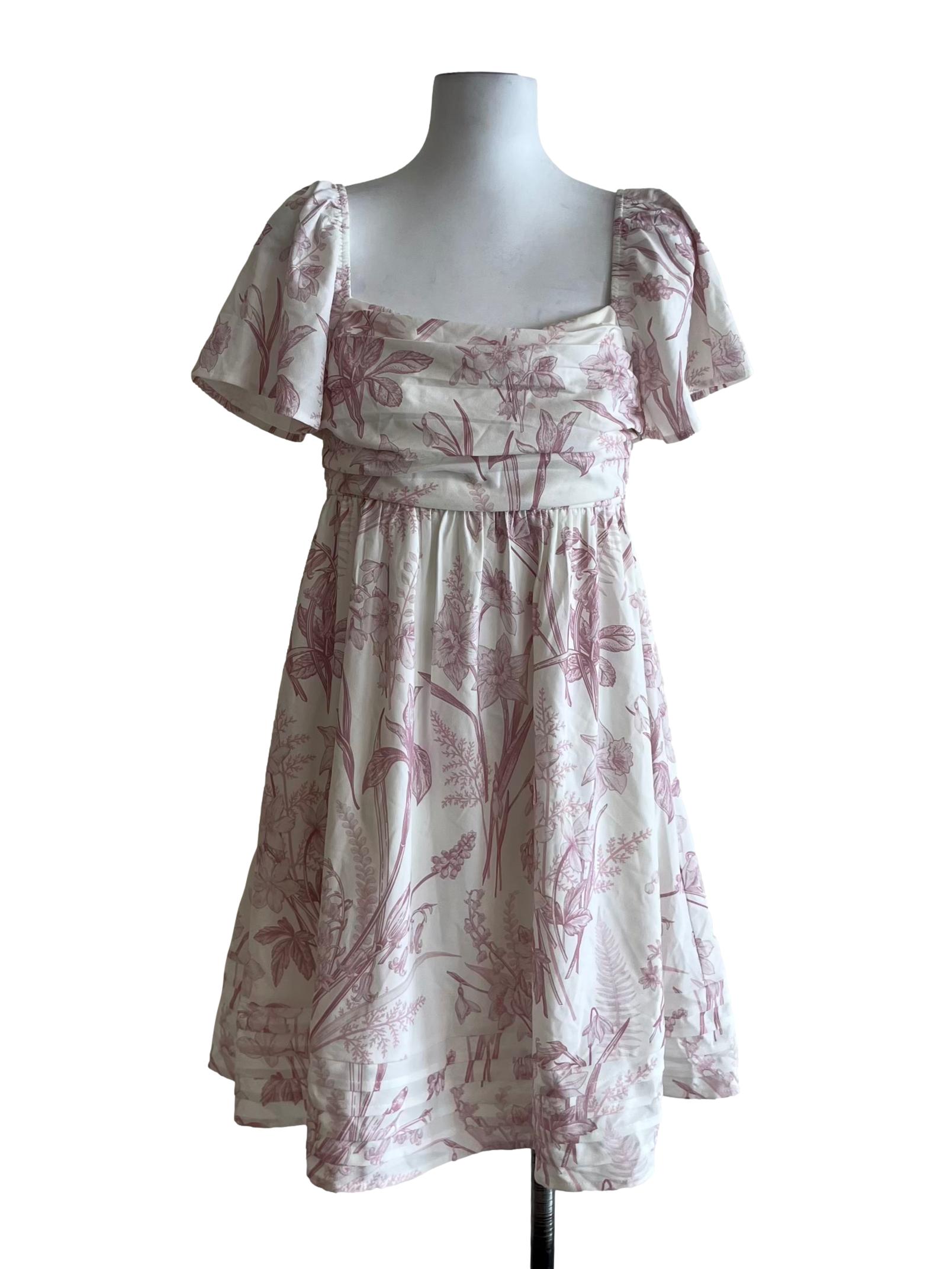 White Floral Empire Dress