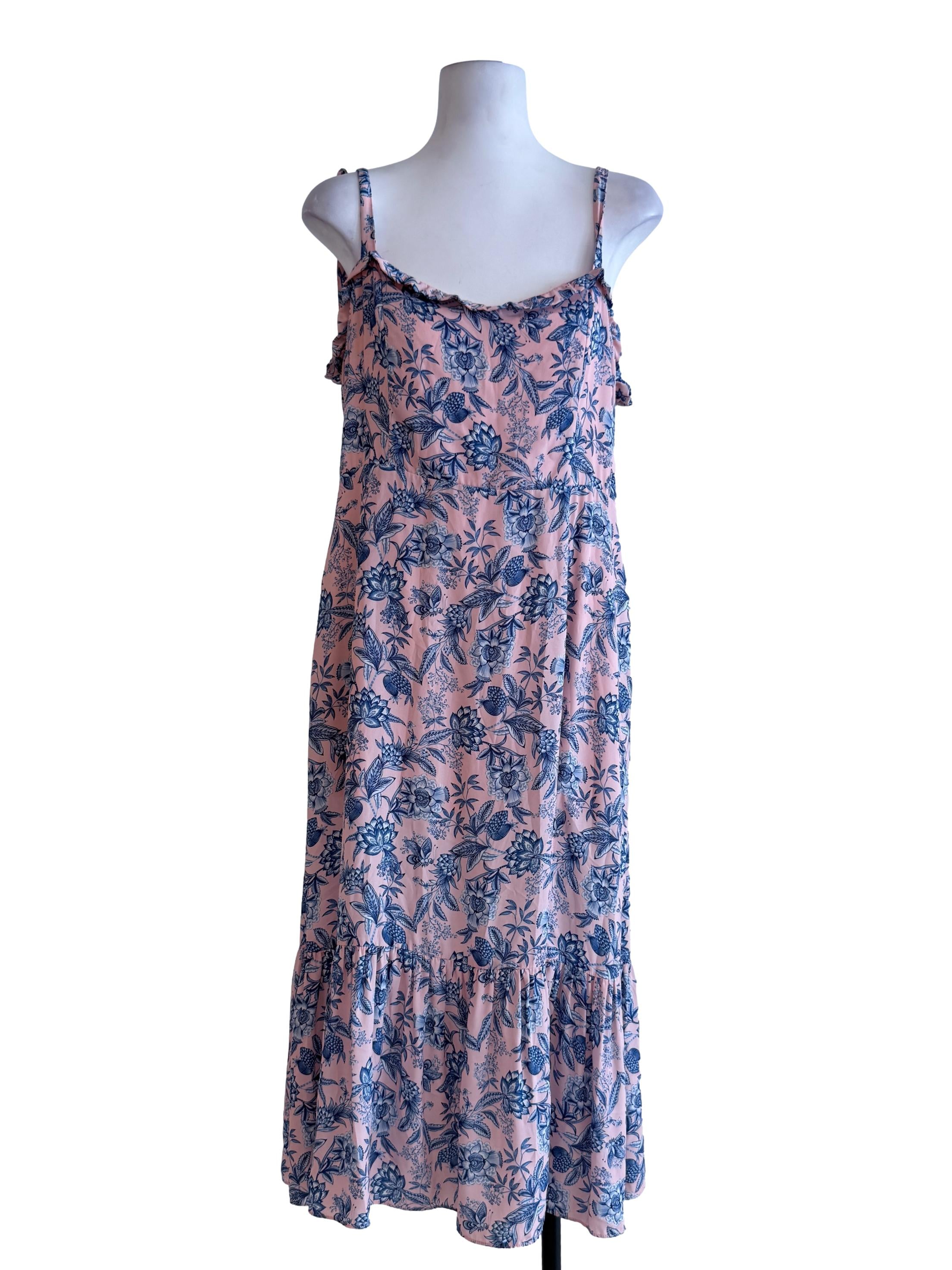 Coral Blue Floral Sundress