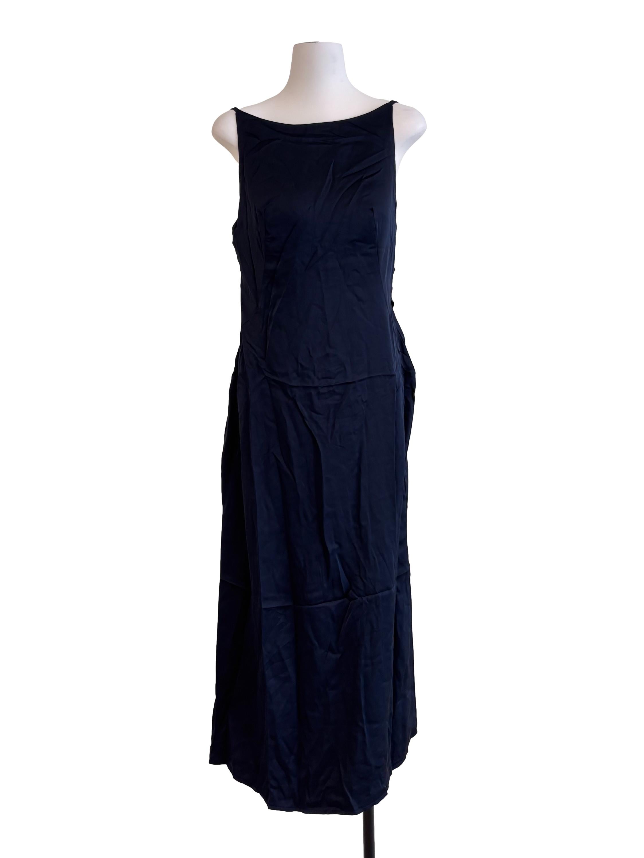 Navy Blue Backless Dress