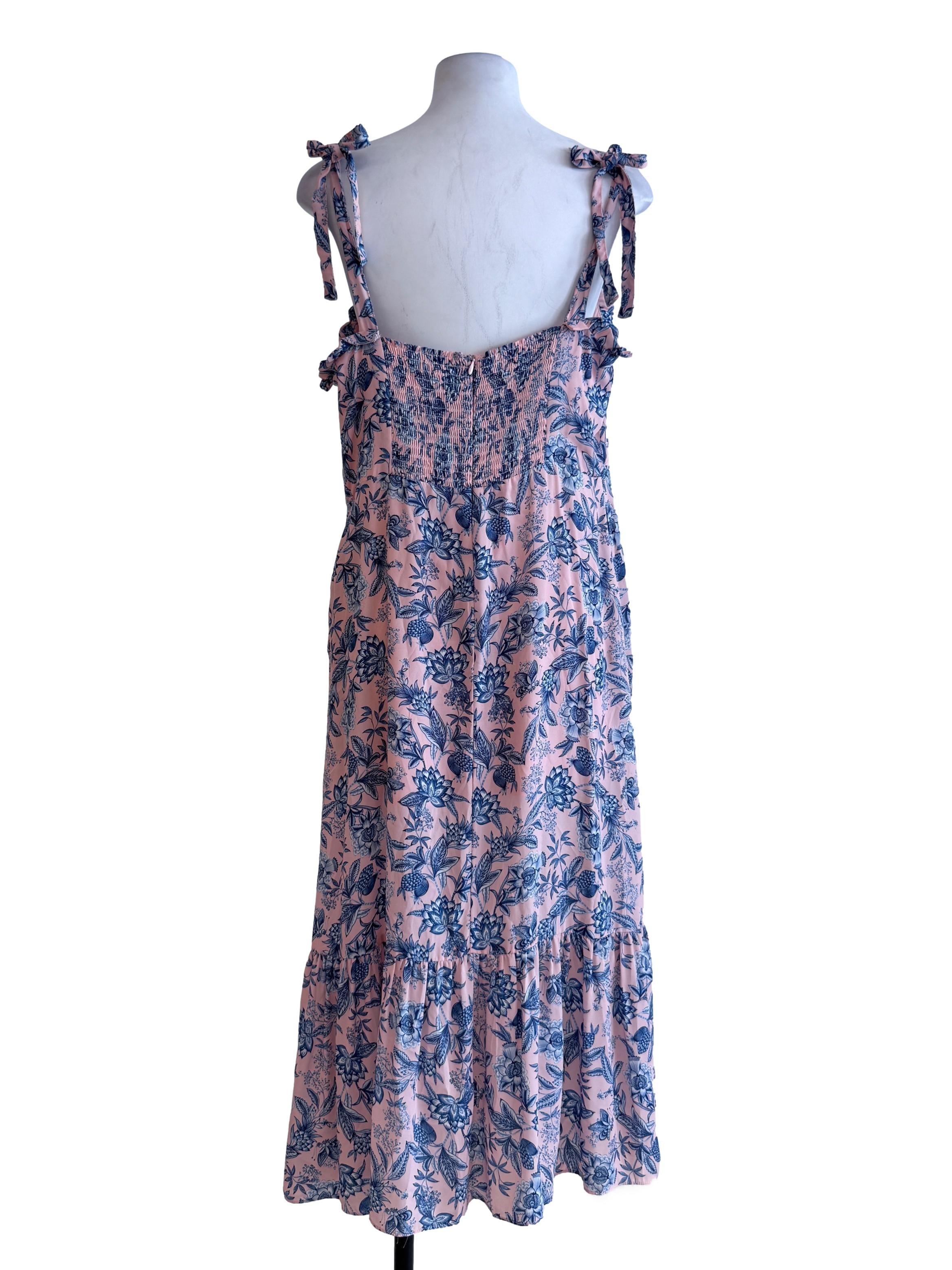 Coral Blue Floral Sundress