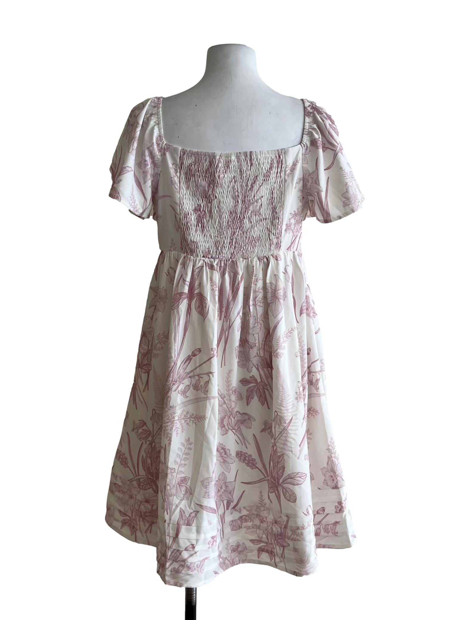 White Floral Empire Dress