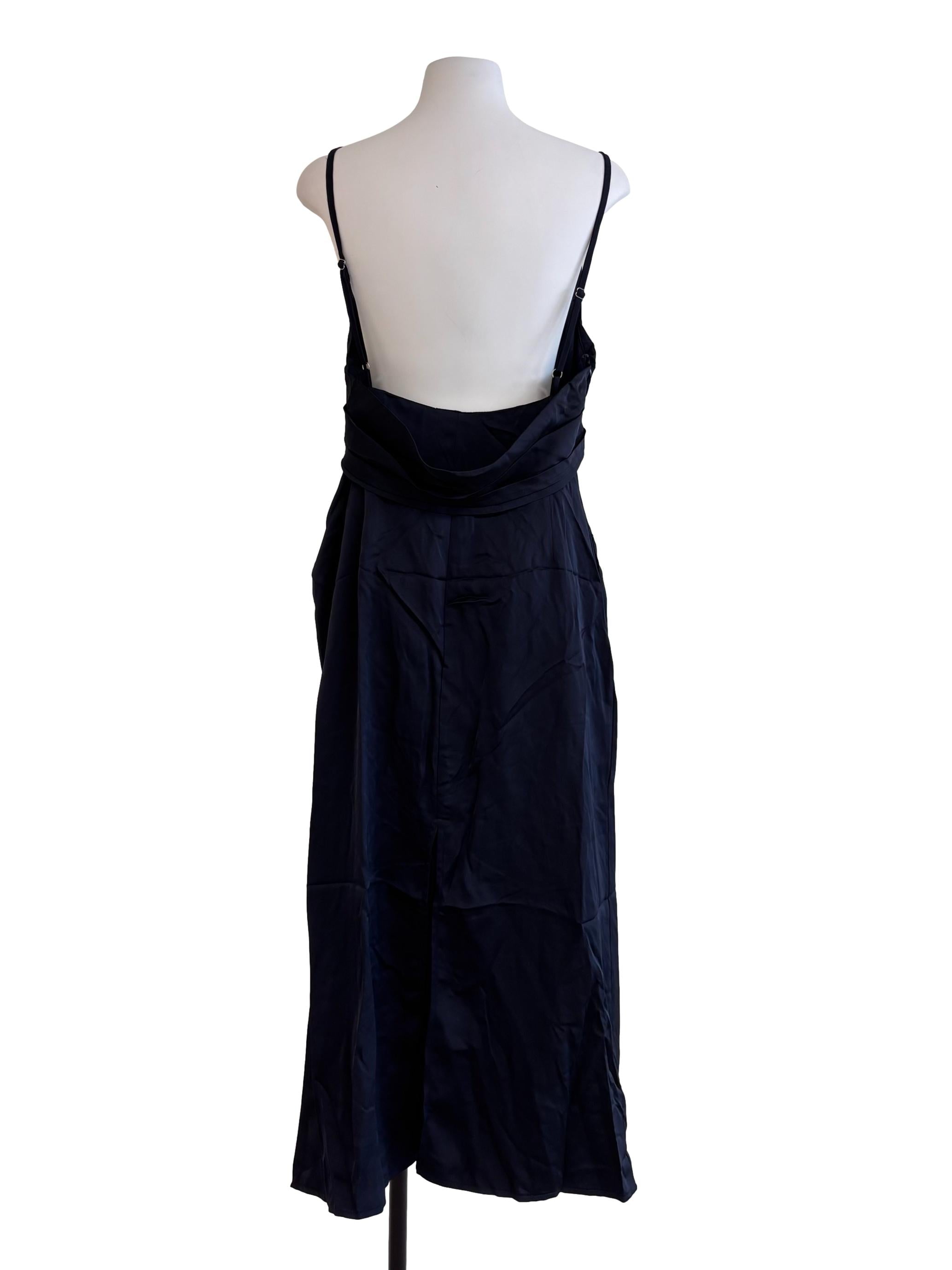 Navy Blue Backless Dress