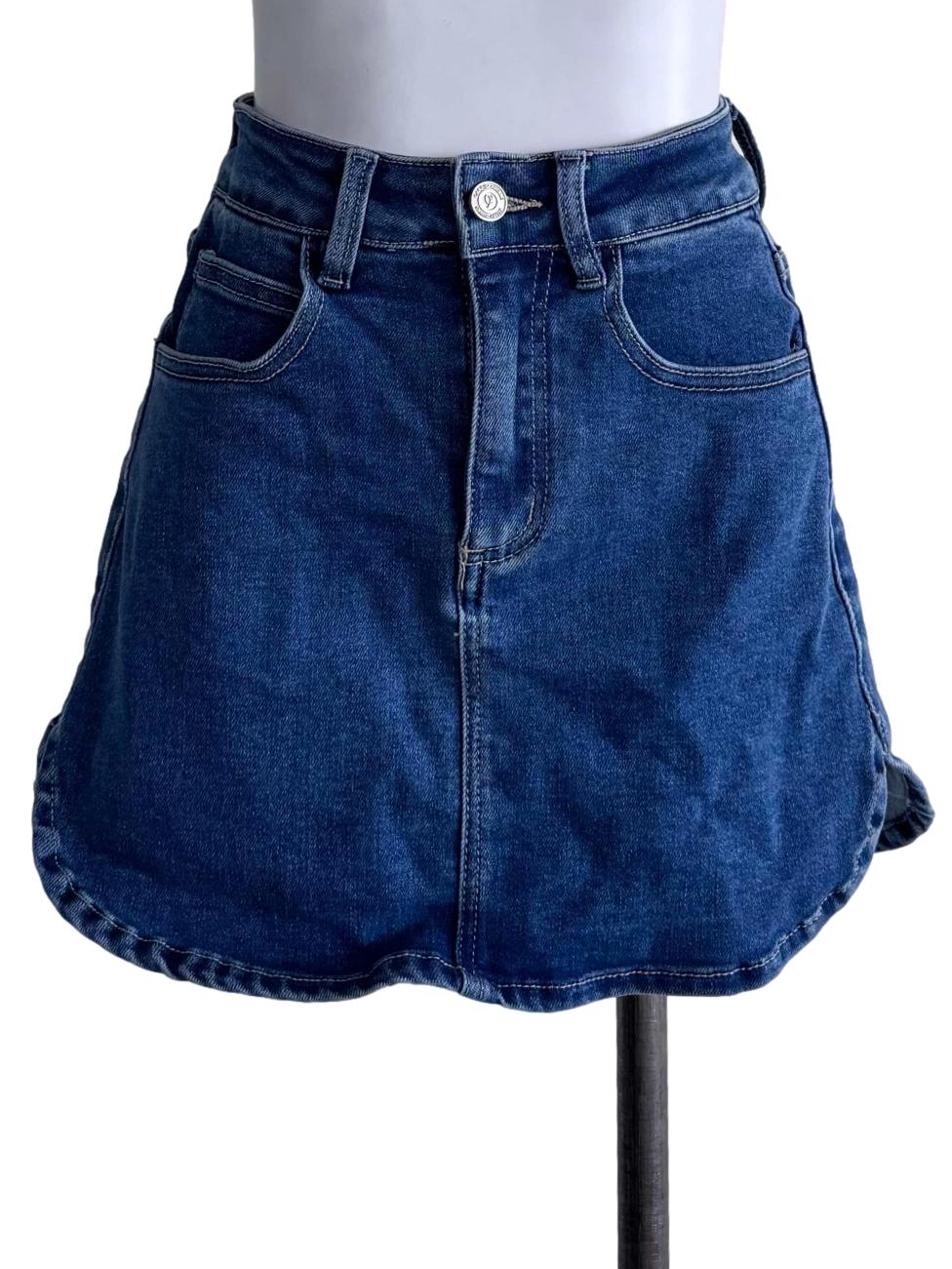 Blue Denim A-Line Mini Skort