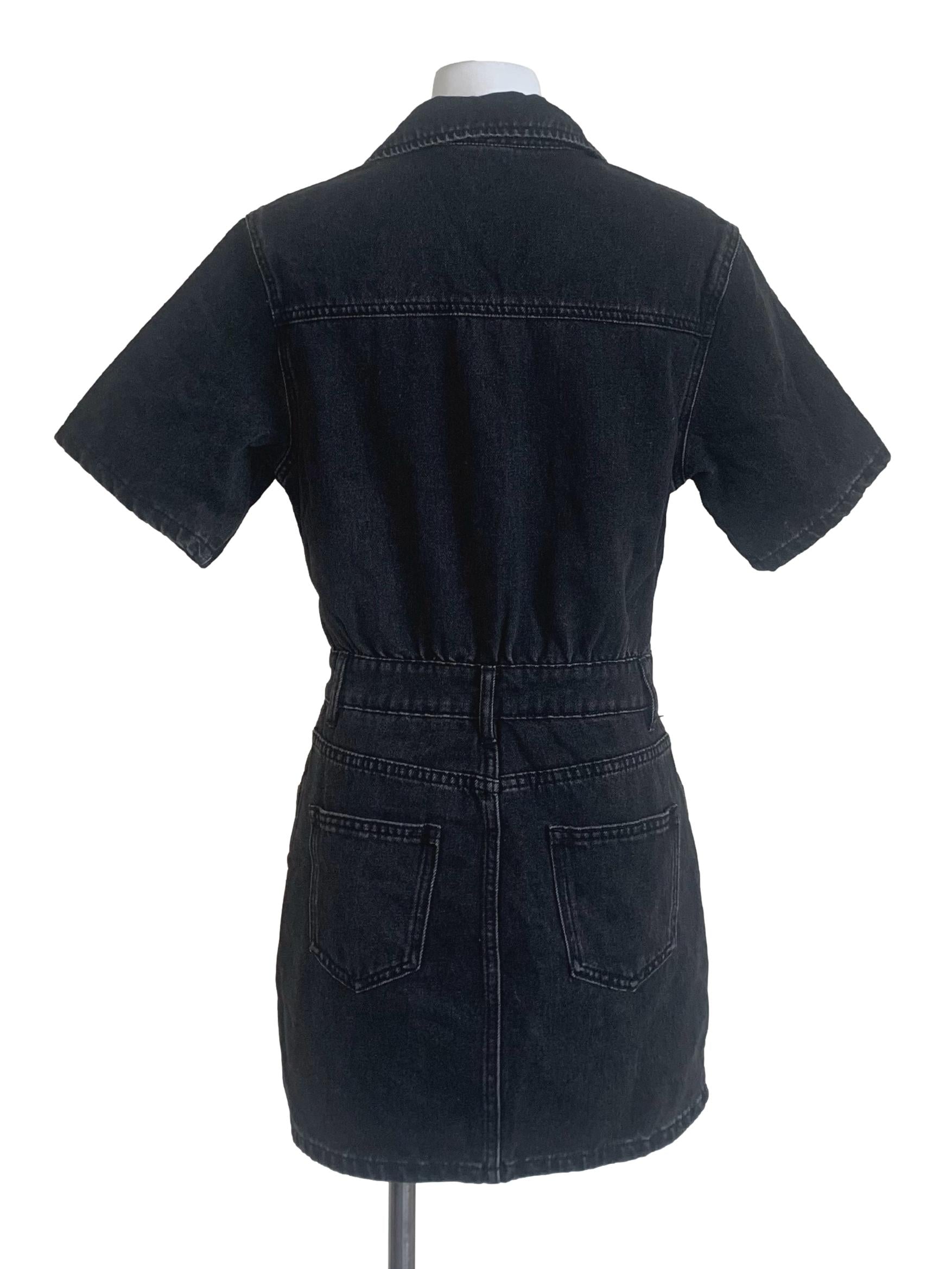 Charcoal Black Collar Denim Dress