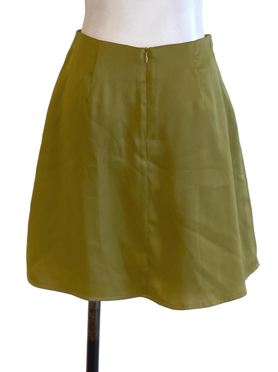 Olive Green Regular Loose Mini A-Line Skirt