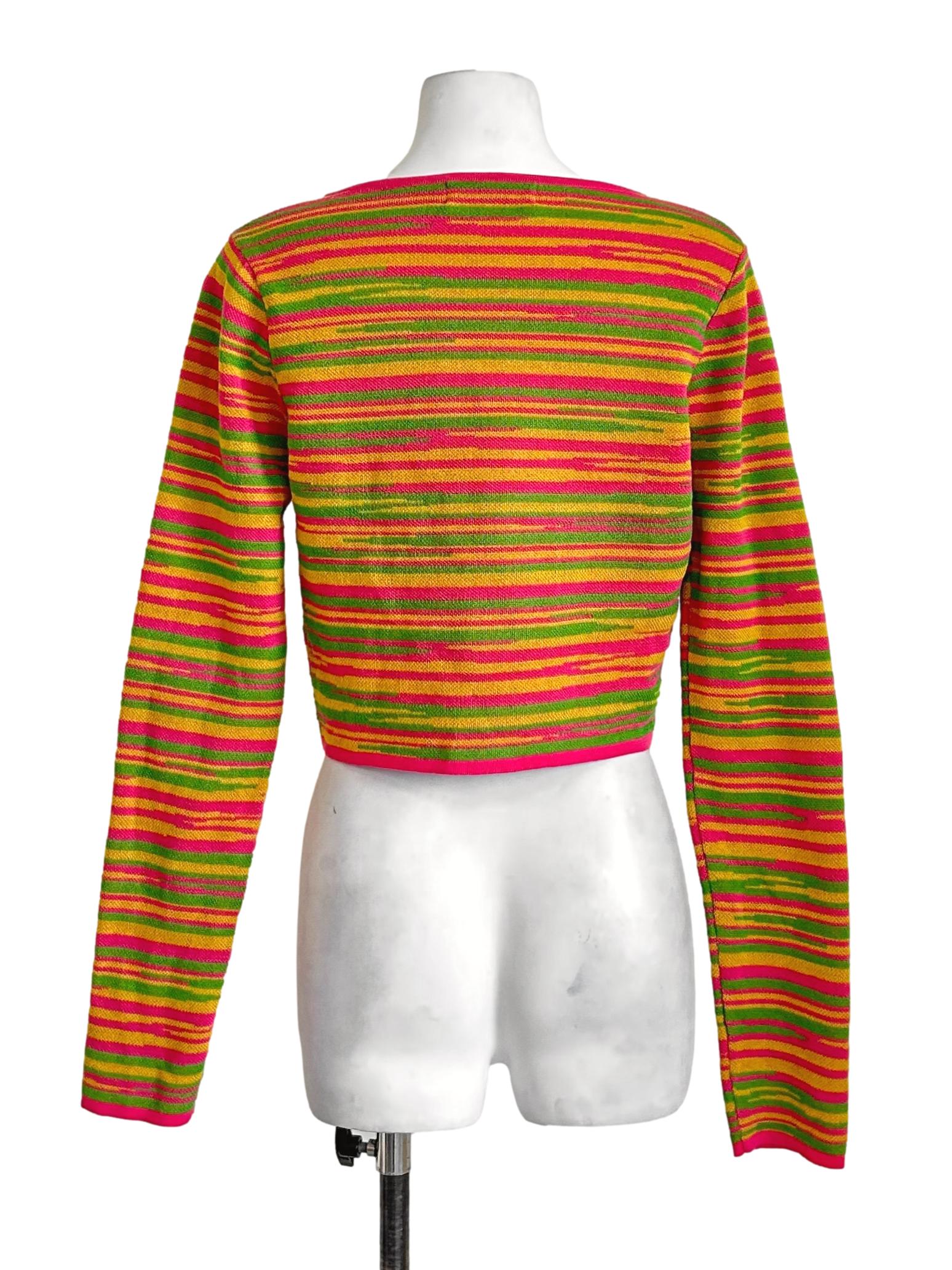 Striped Multi Color Crop Cardigan