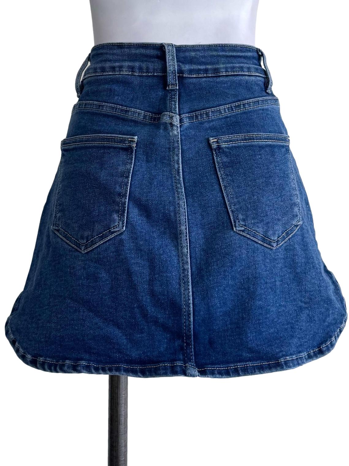 Blue Denim A-Line Mini Skort