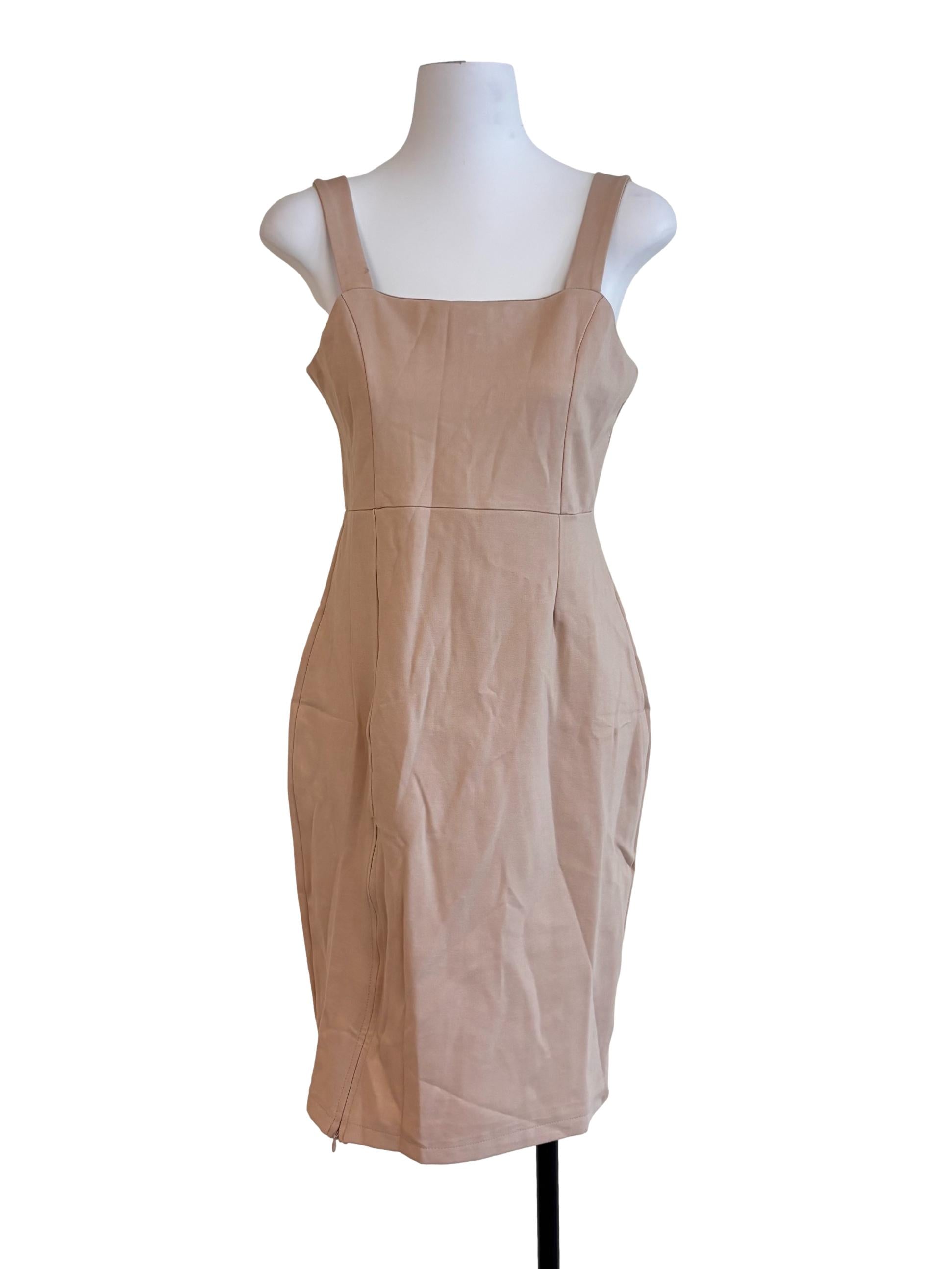Beige Square Neck Dress