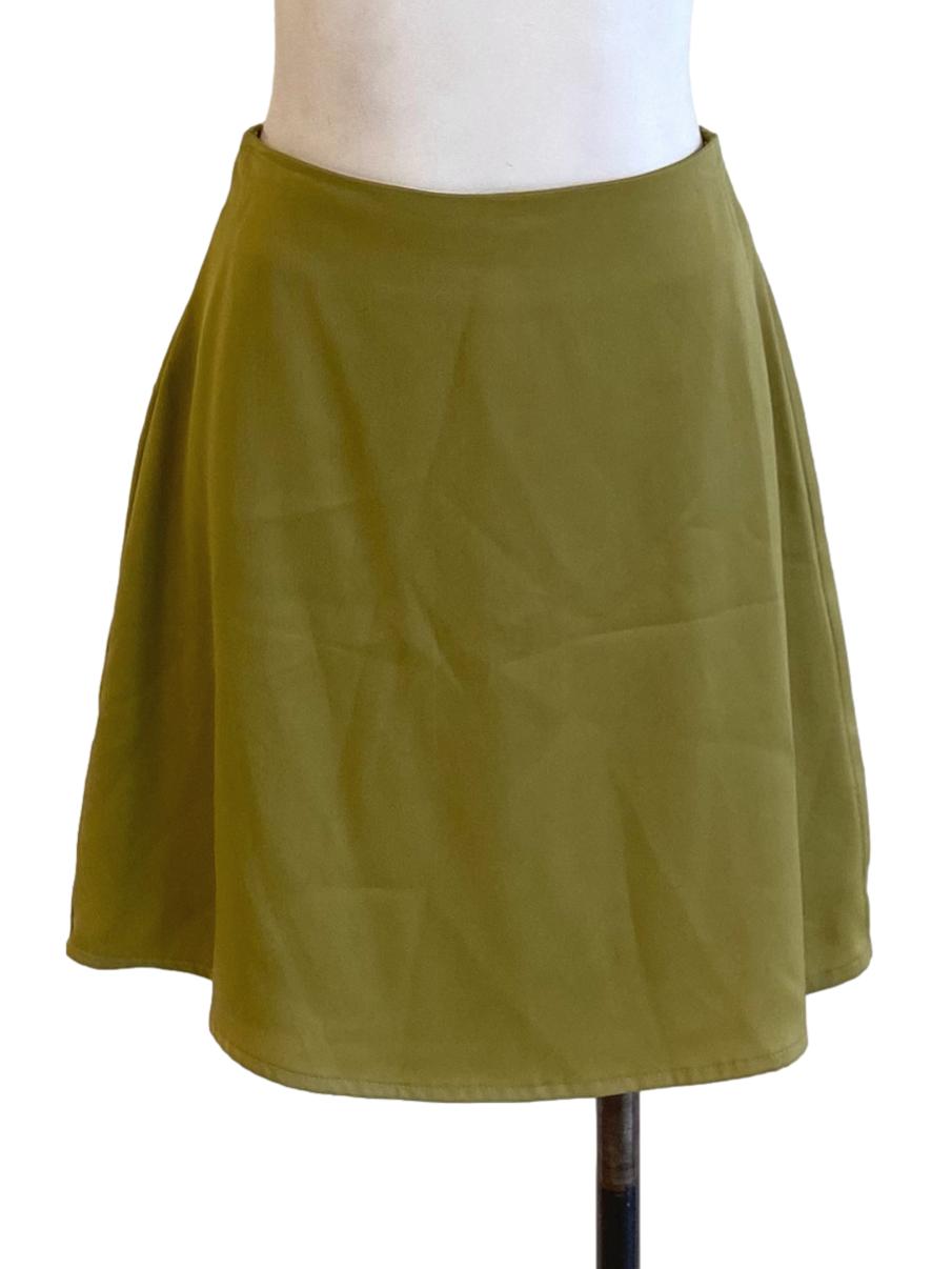 Olive Green Regular Loose Mini A-Line Skirt