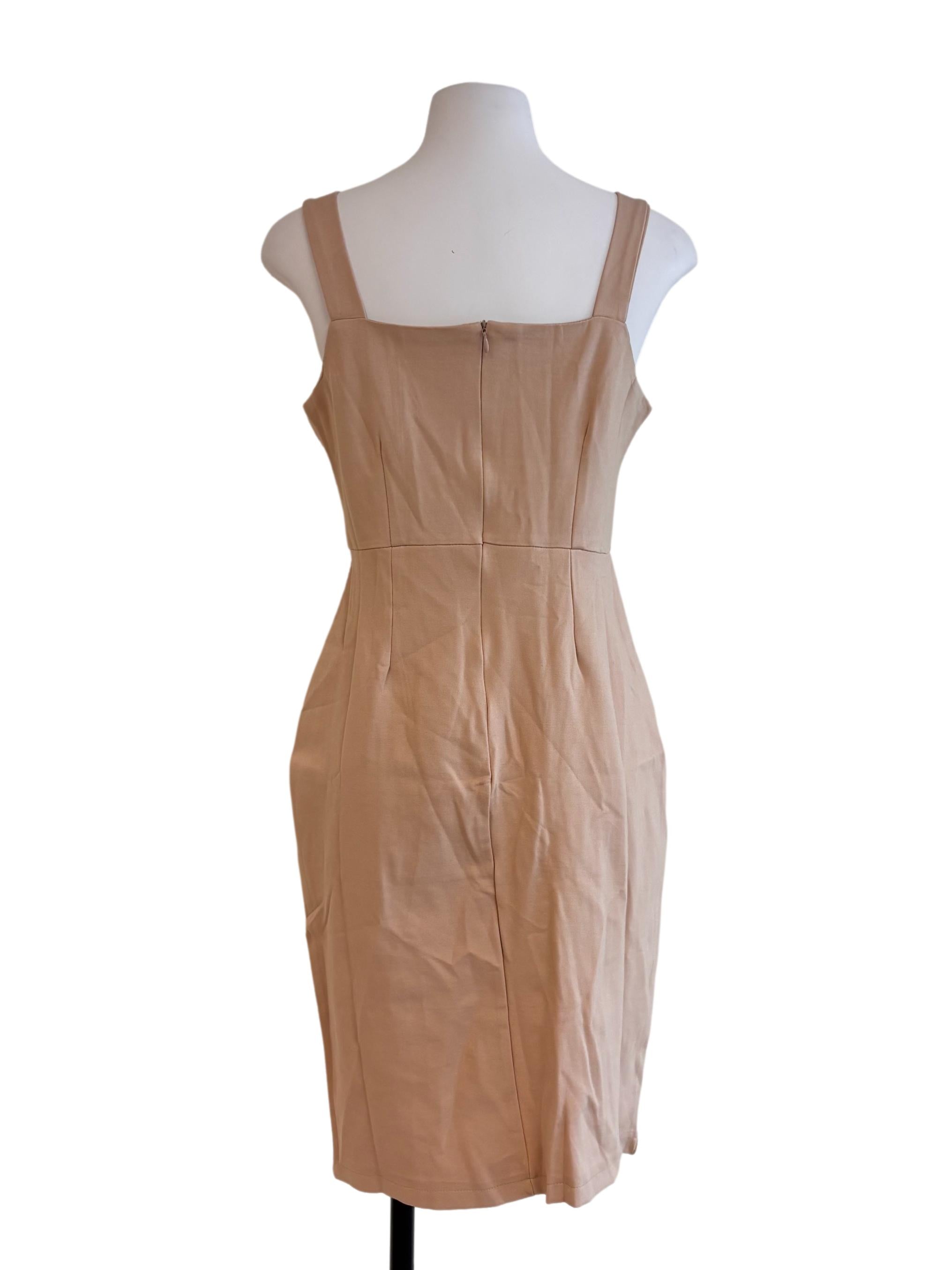 Beige Square Neck Dress