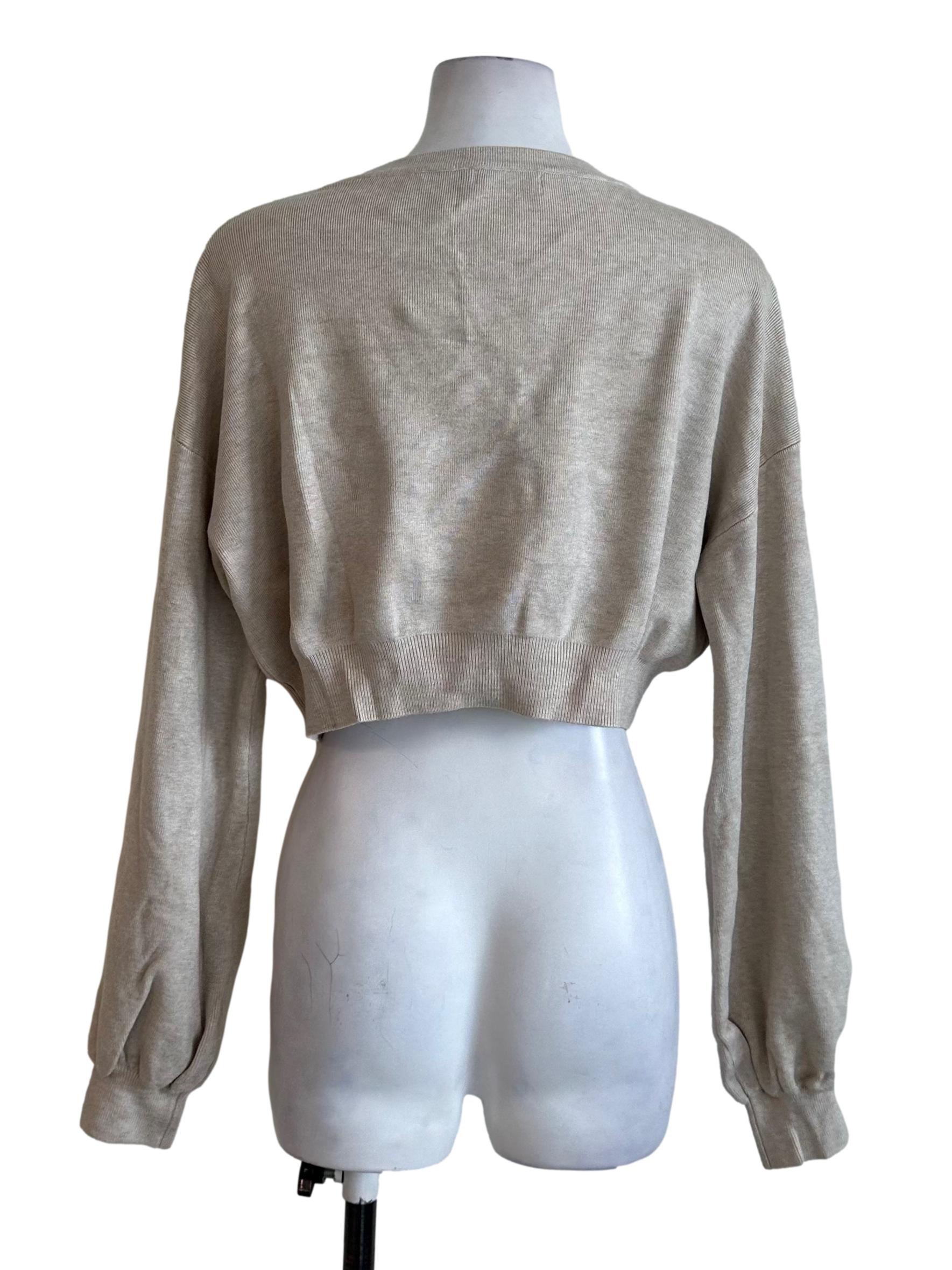 Sand Beige V Neck Crop Cardigan