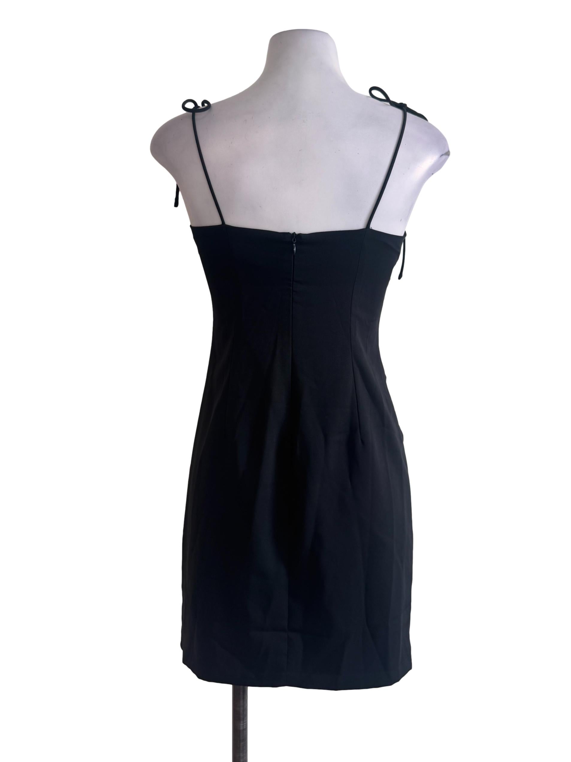Black Spaghetti Strap Ruched Dress