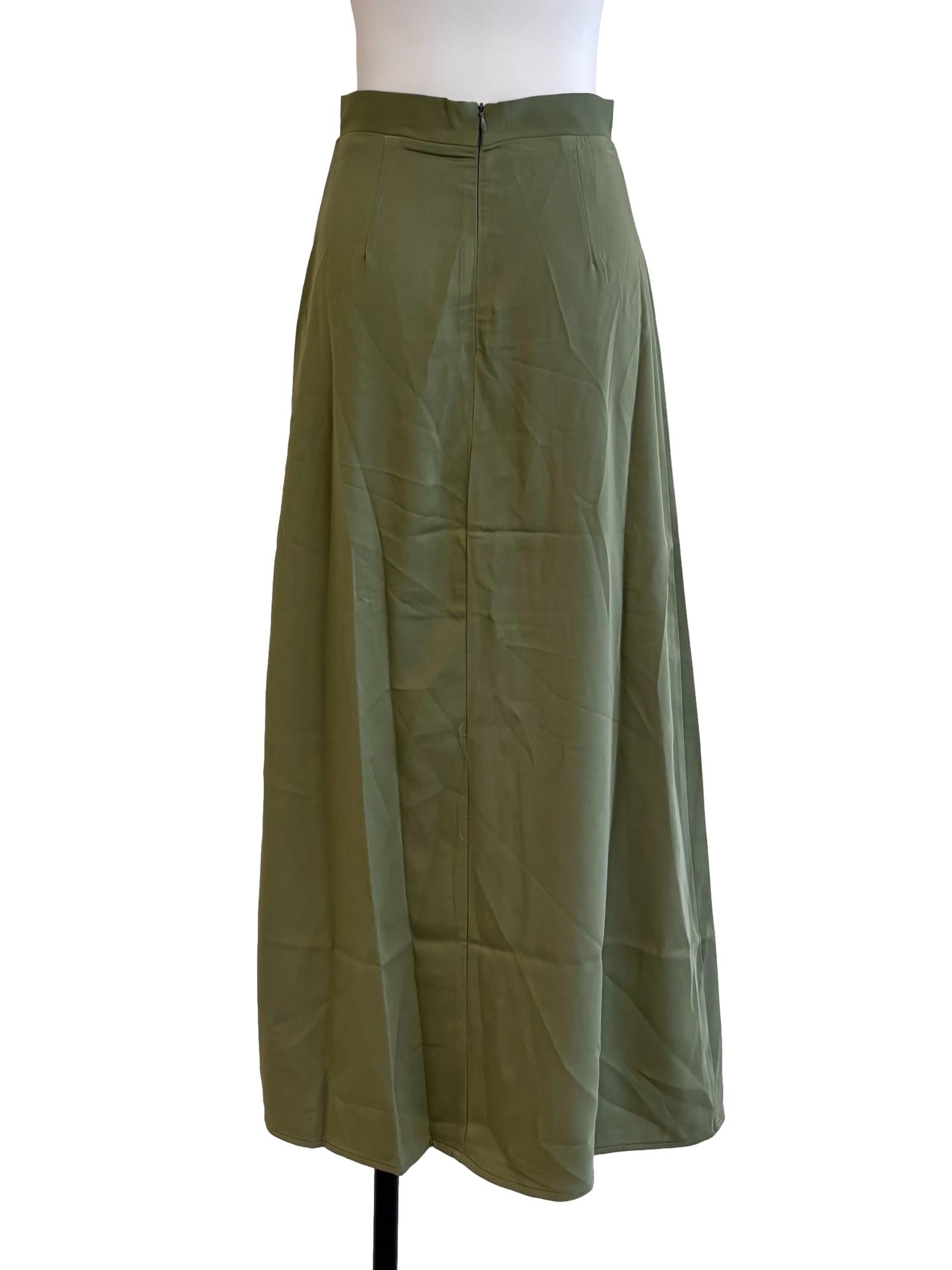 Olive Green Front Button Skirt