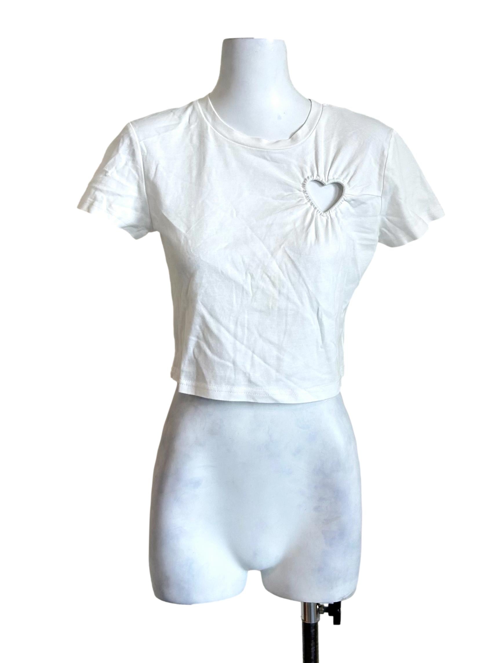 White Heart Cutout Tee