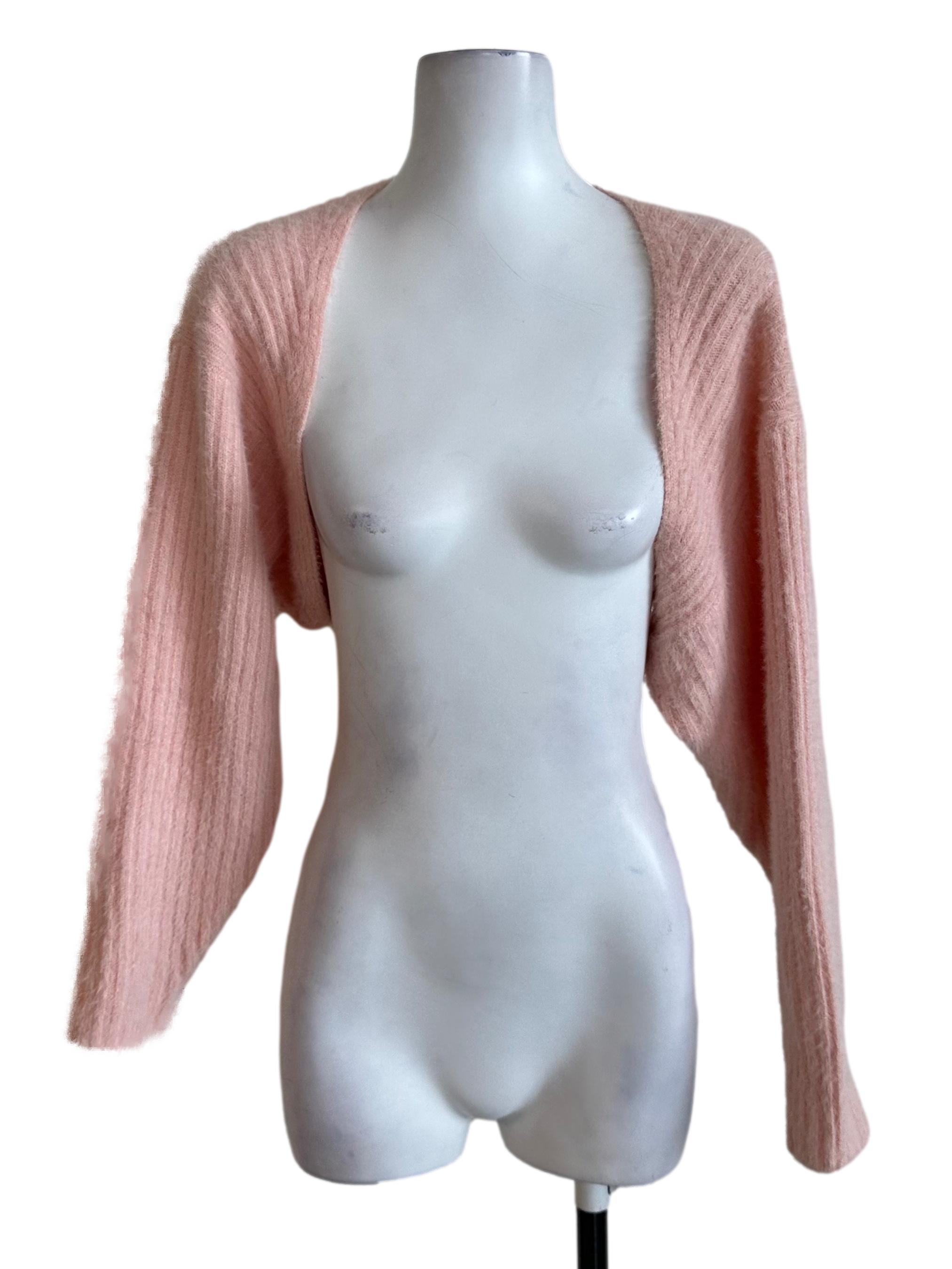 Light Orange Knit Front Open Crop Cardigan