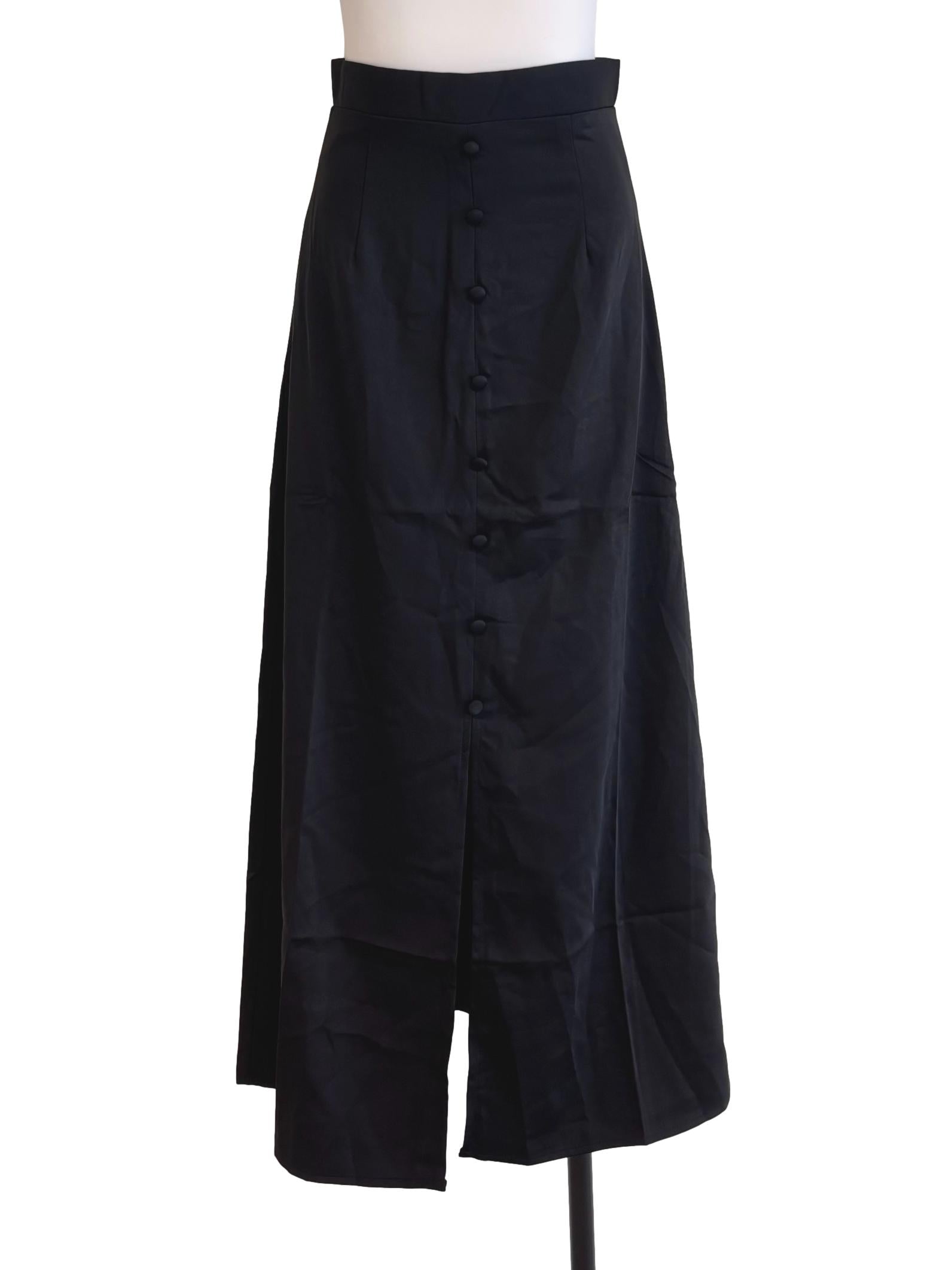 Black Front Button Skirt