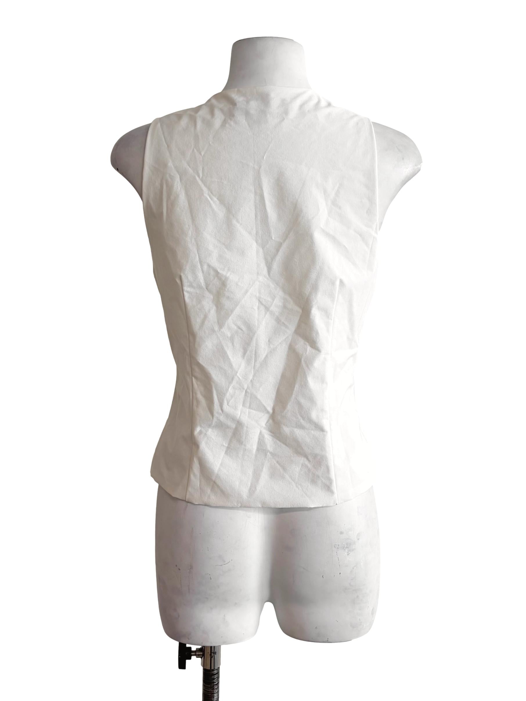 Powder White V-Neck Ribbed Top