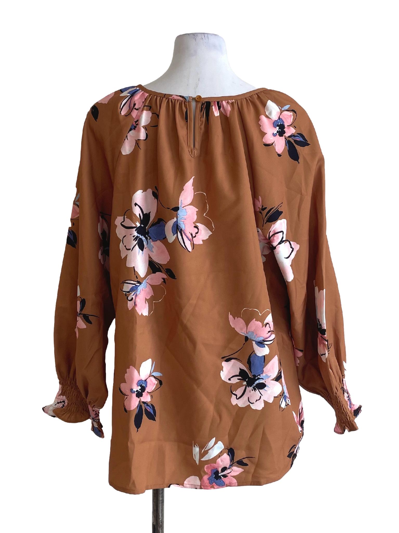 Copper Brown Floral Blouse