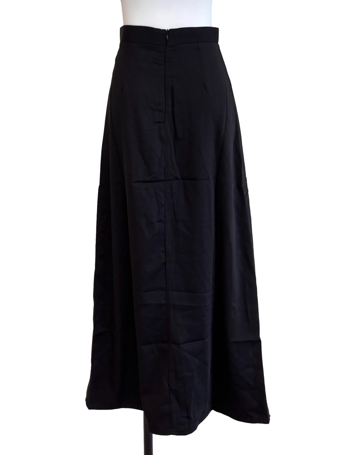 Black Front Button Skirt
