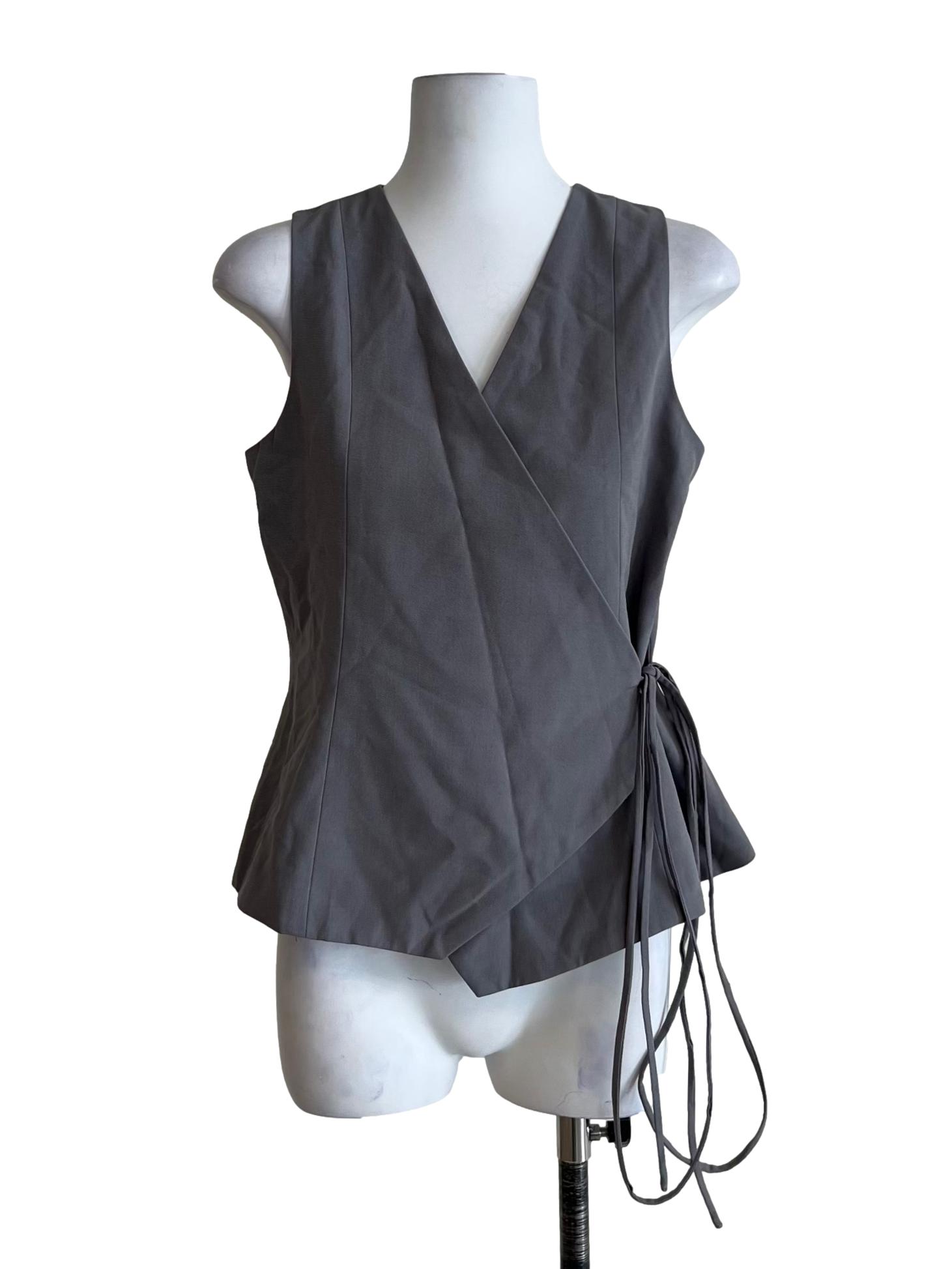 Fossil Grey V-Neckline Sleeveless Top