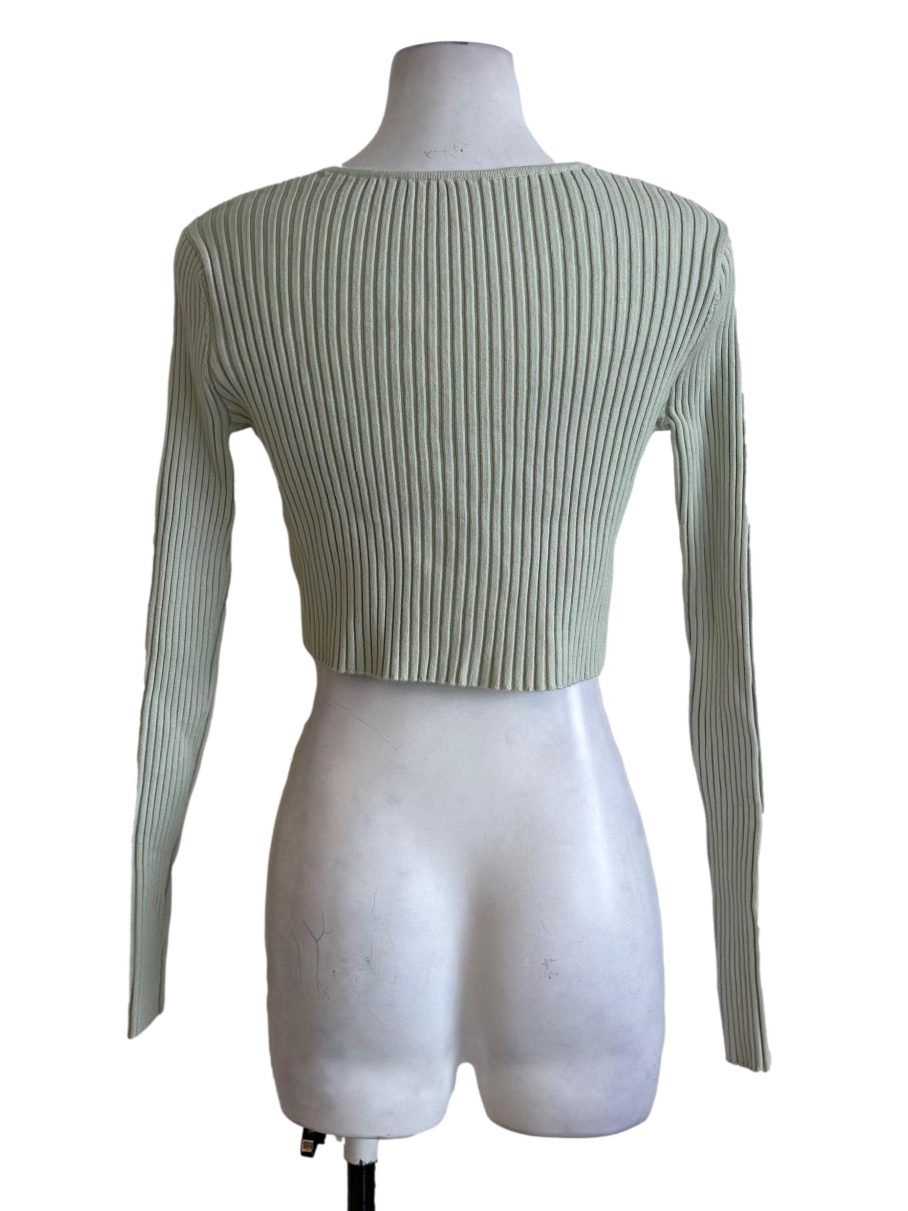 Pastel Green Knit Crop Cardigan