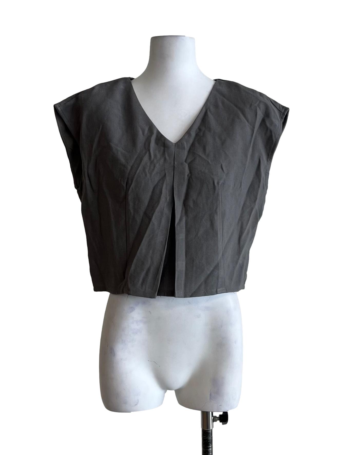 Fossil Grey V-Neckline Crop Top