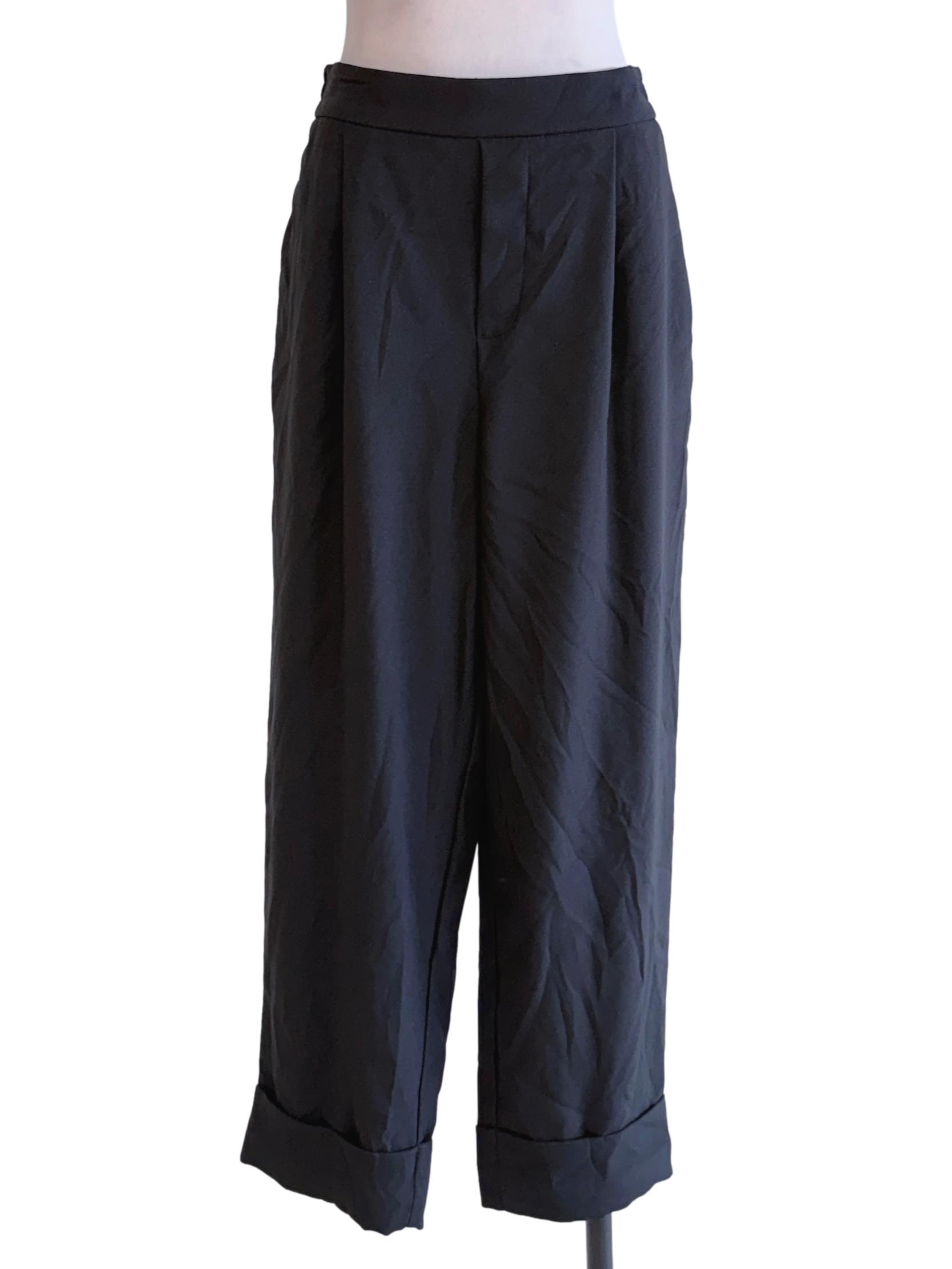 Black Plain Mom Pants
