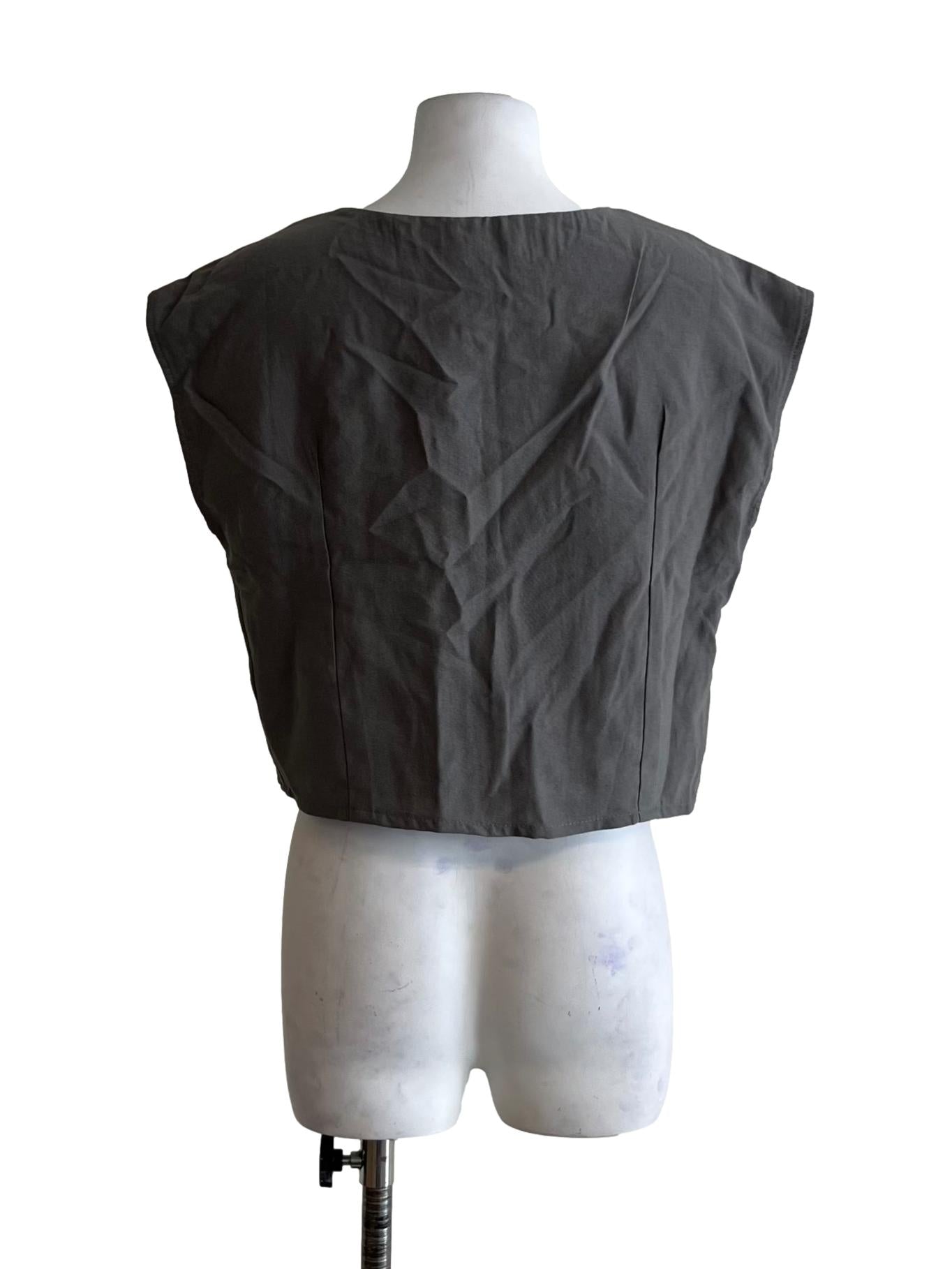 Fossil Grey V-Neckline Crop Top