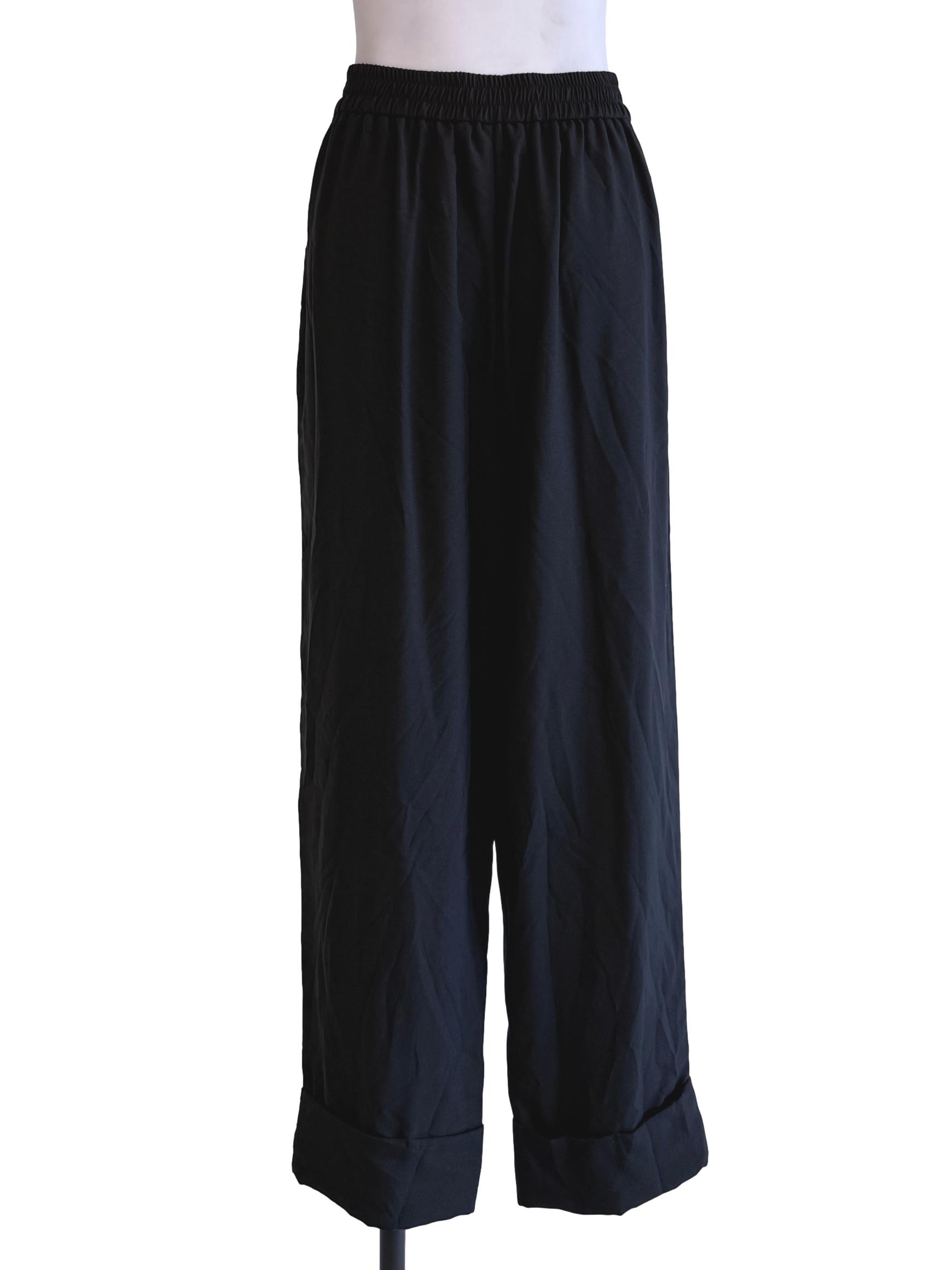 Black Plain Mom Pants