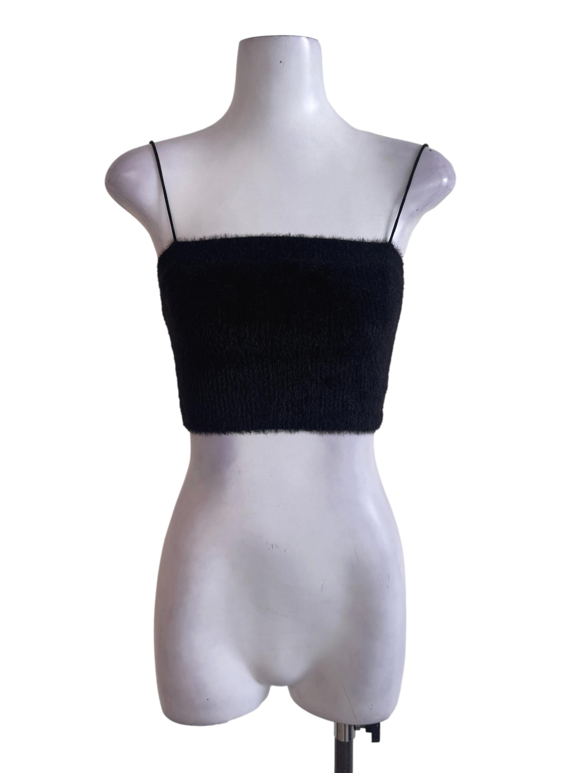 Black Textured Crop Top