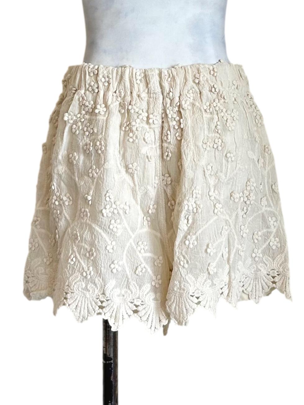 Cream Floral Lace Shorts