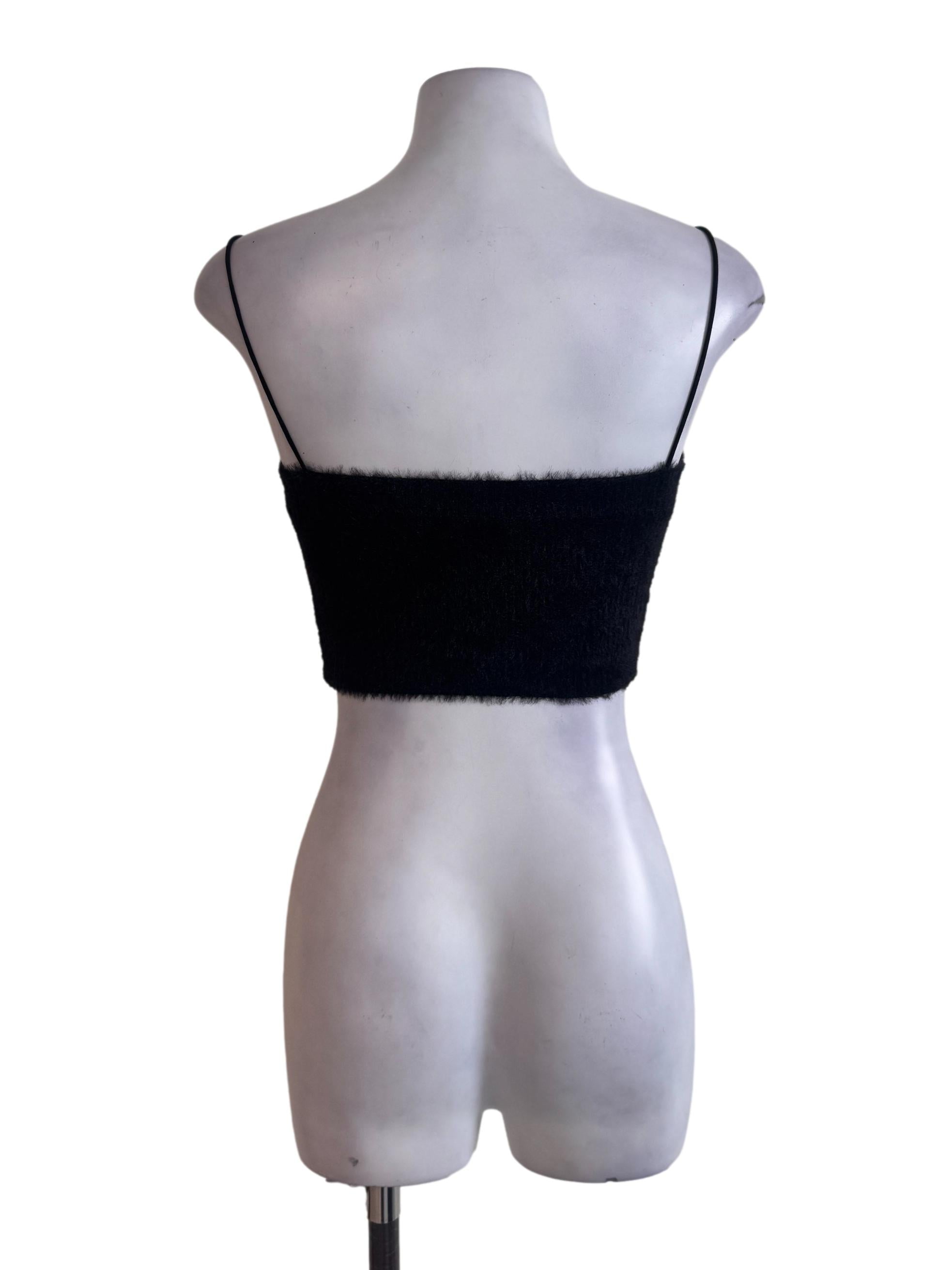 Black Textured Crop Top