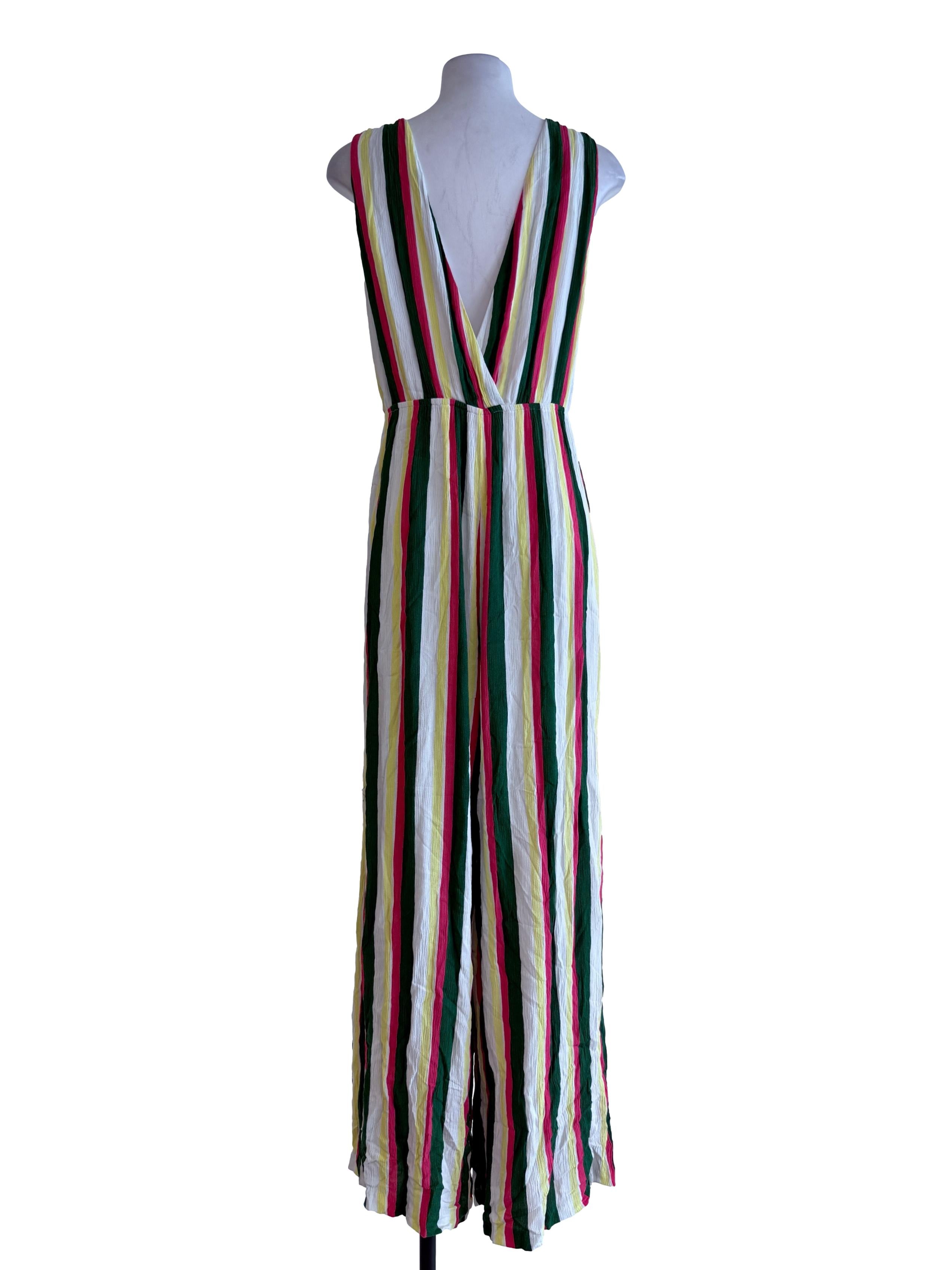 Strips V Neck Jumpsuit