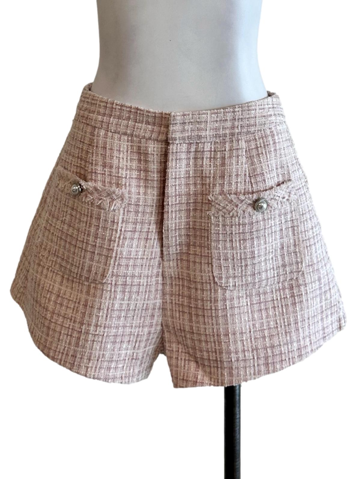 Light Pink Tweed Pattern Short