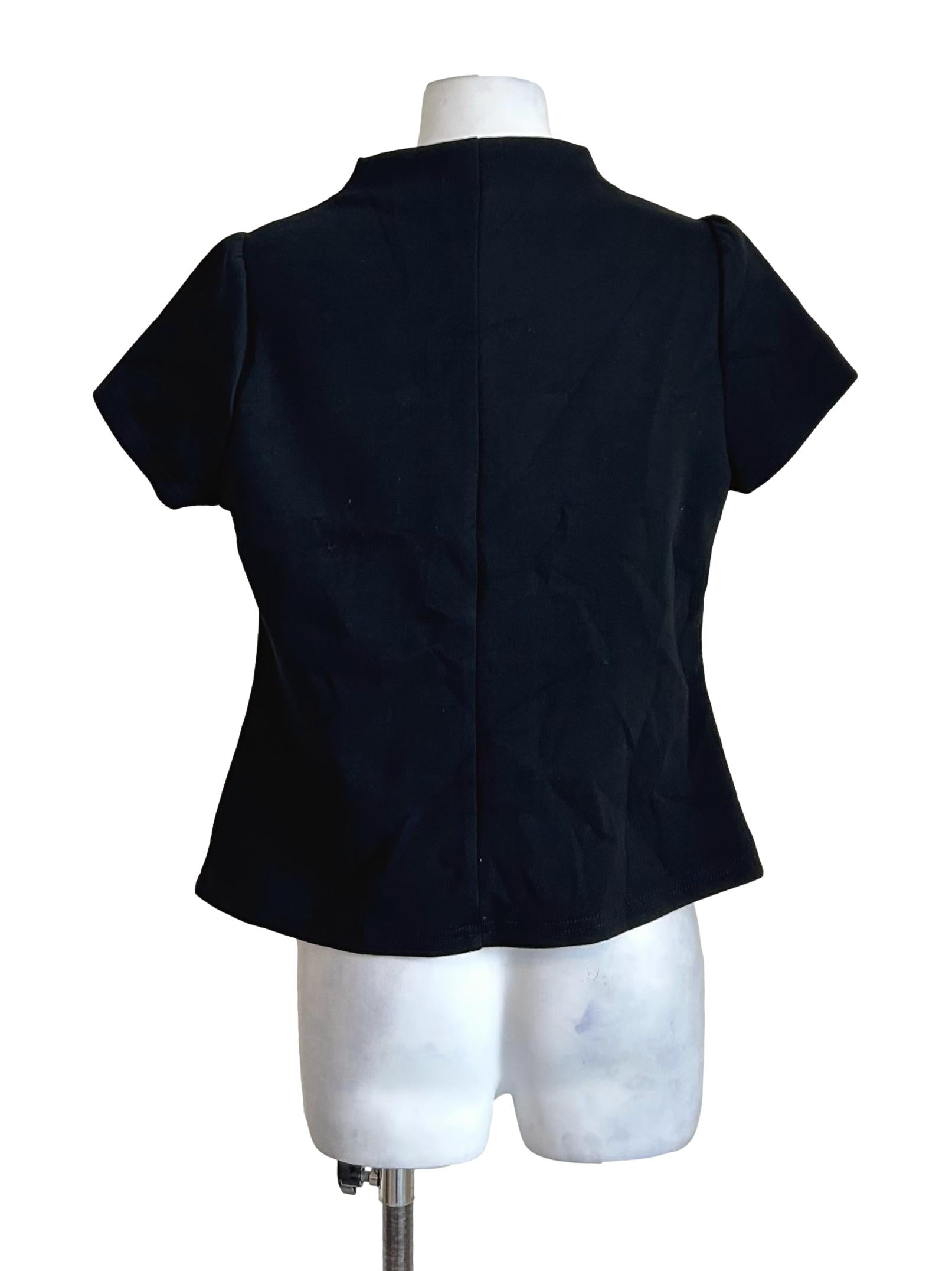 Black Collar Cutout Blouse