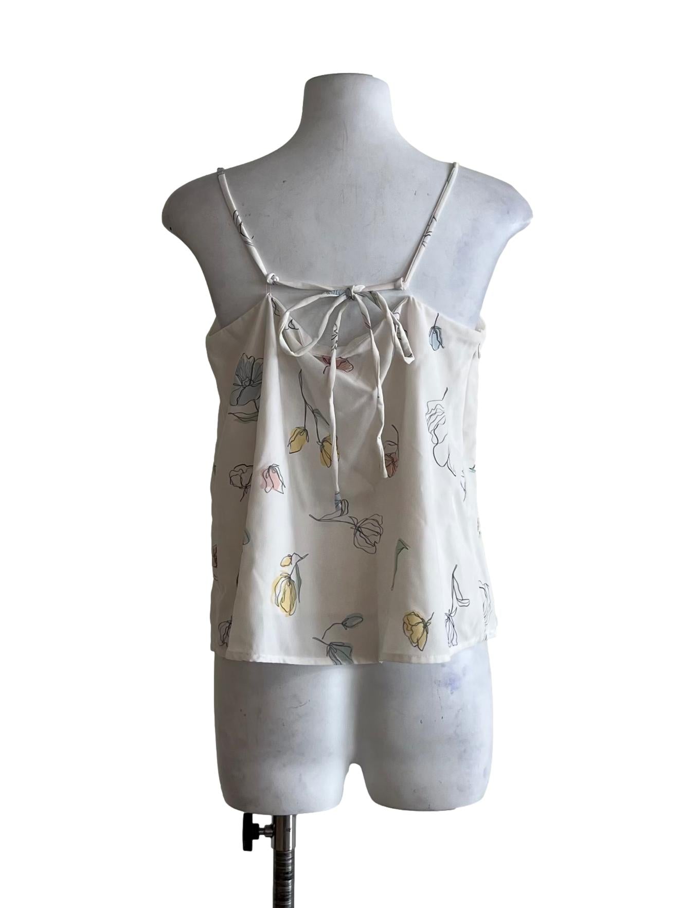 White Floral Sleeveless Top