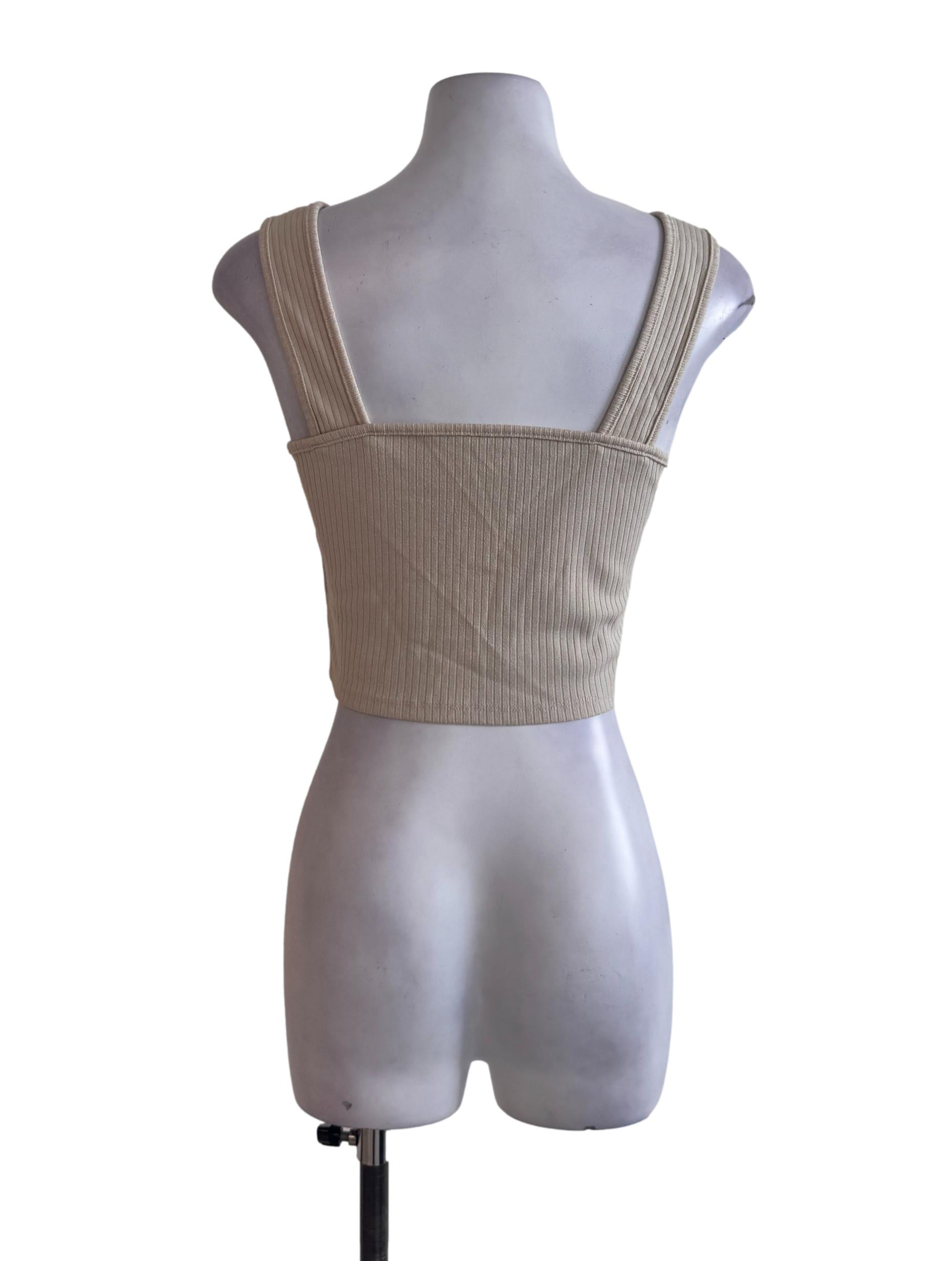 Beige V Neck Tank Top