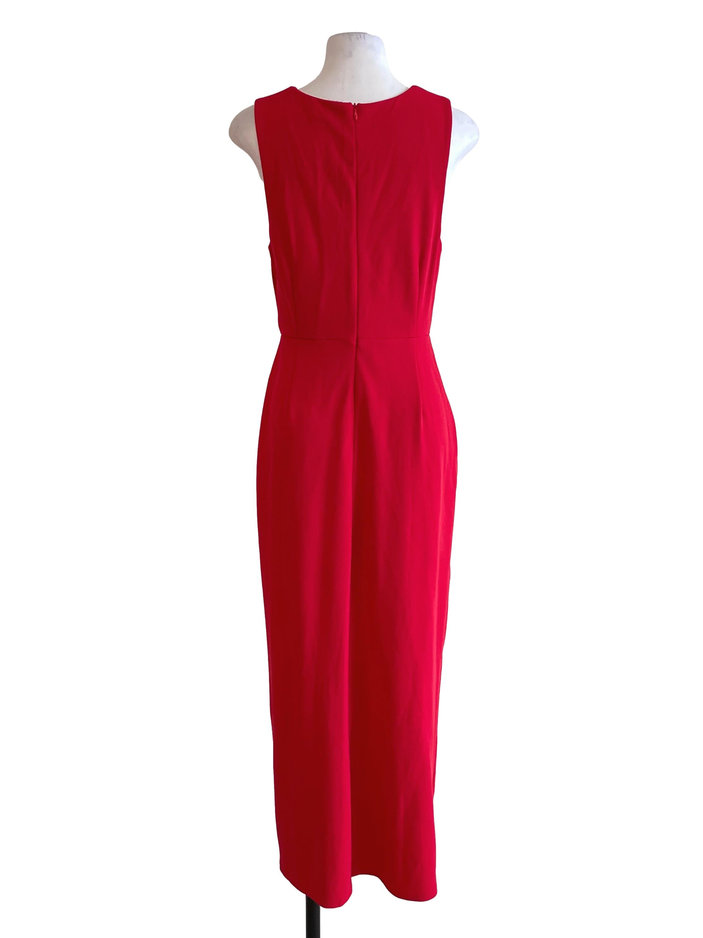 Crimson Red V Neck Dress