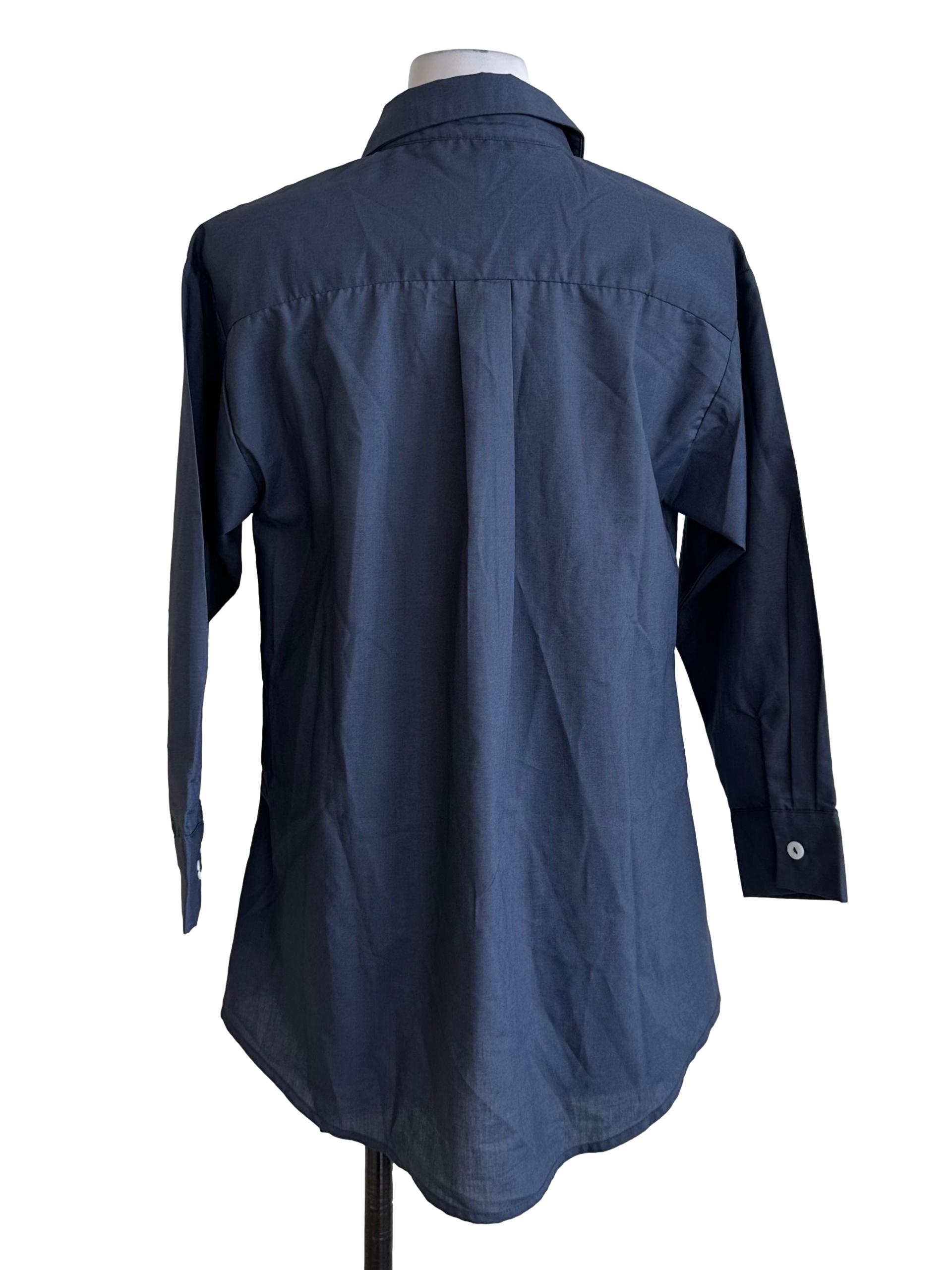 Dark Grey Collar Button Top