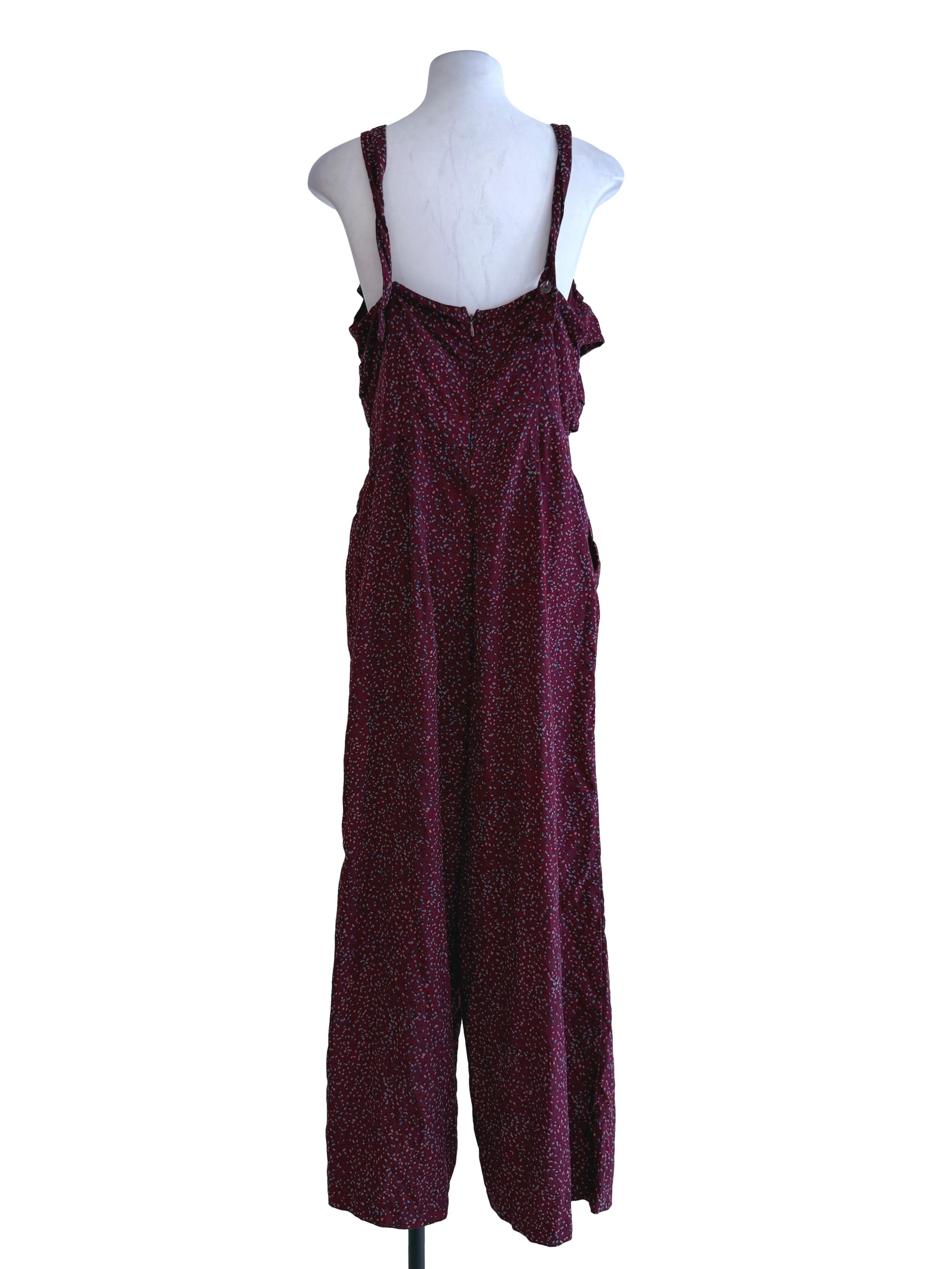 Maroon Dotted Pattern Jumpsuit