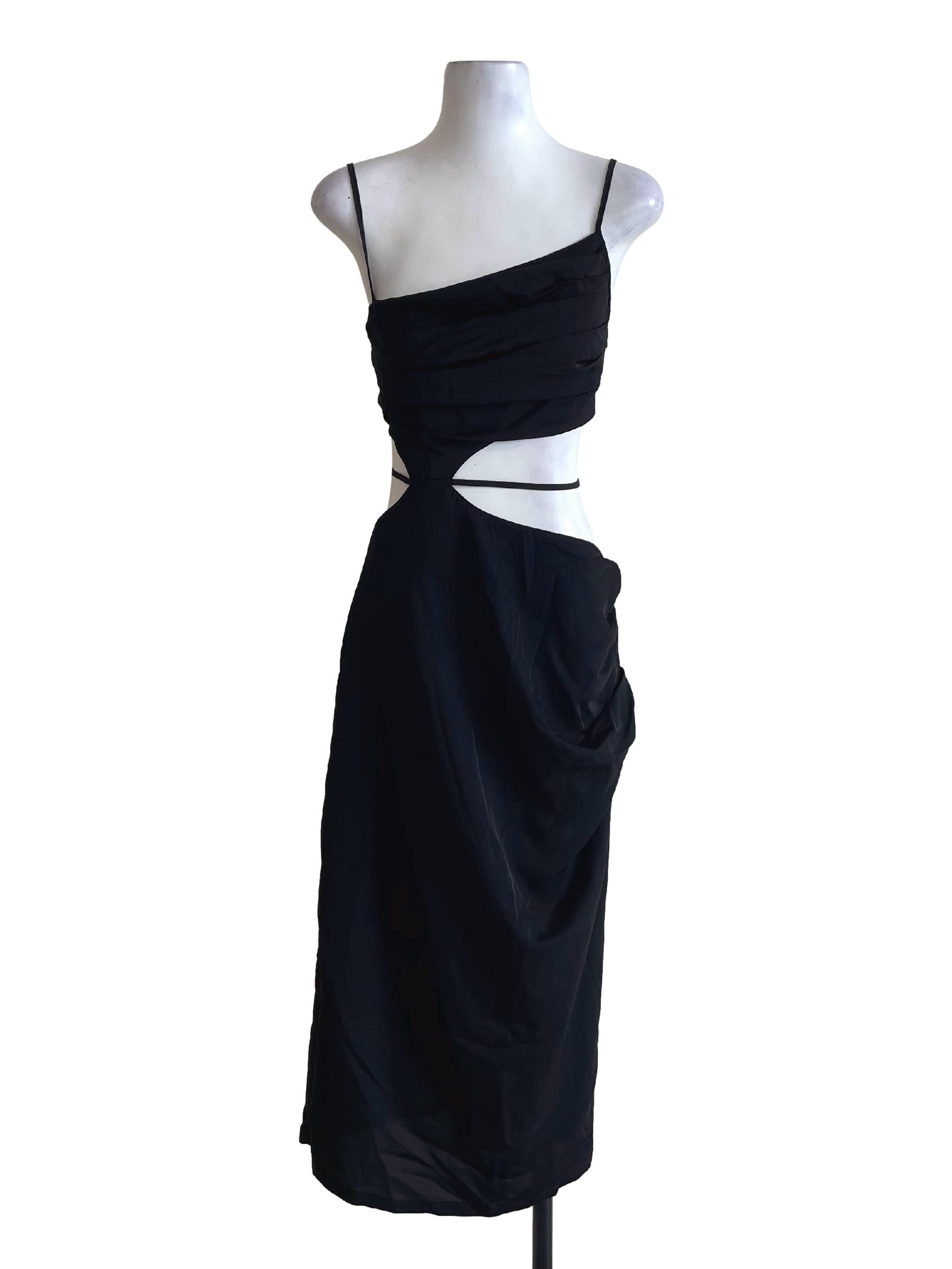 Black Silky Cut Out Dress