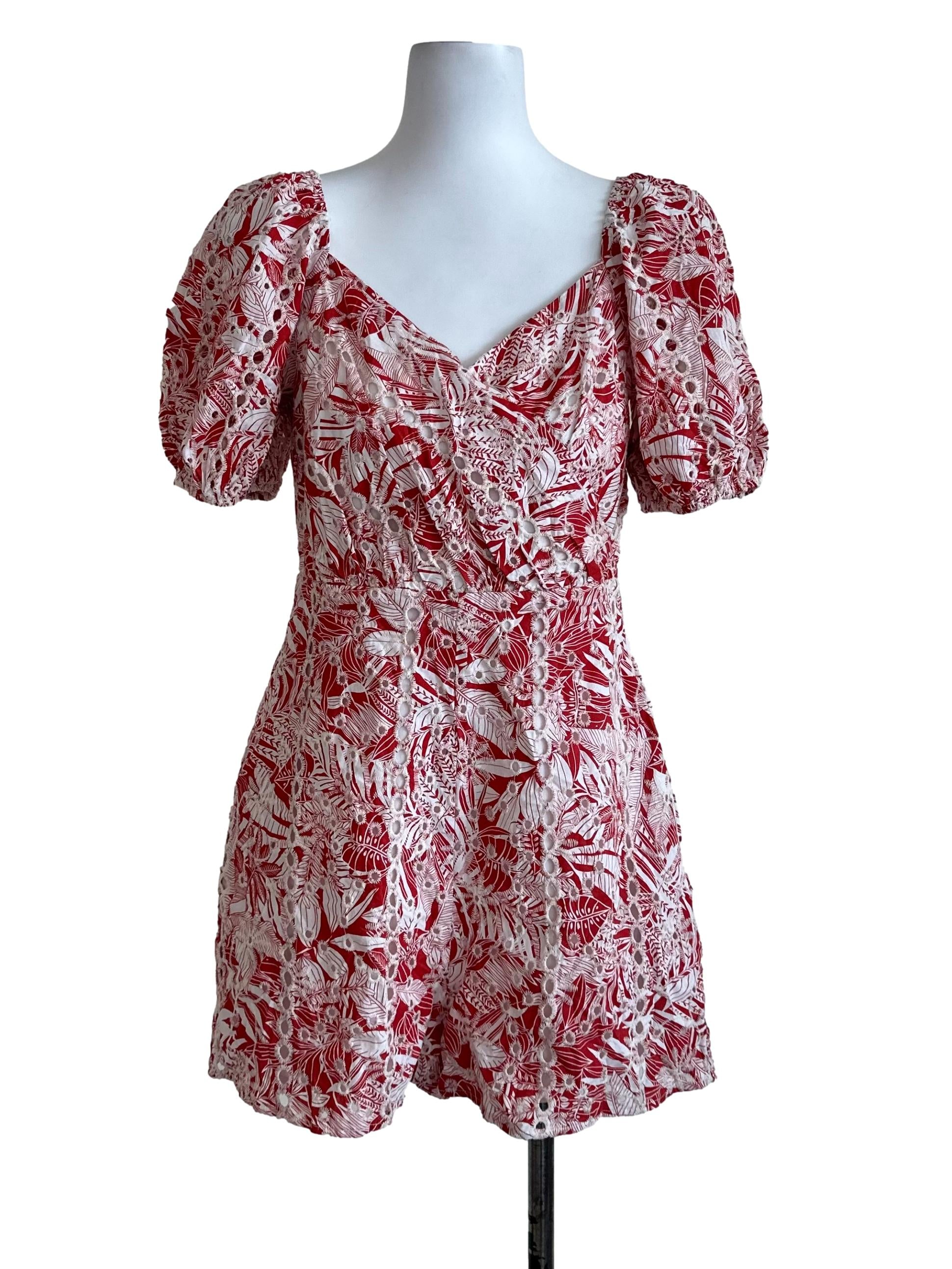 Sashay Red Lace Pattern Rompers