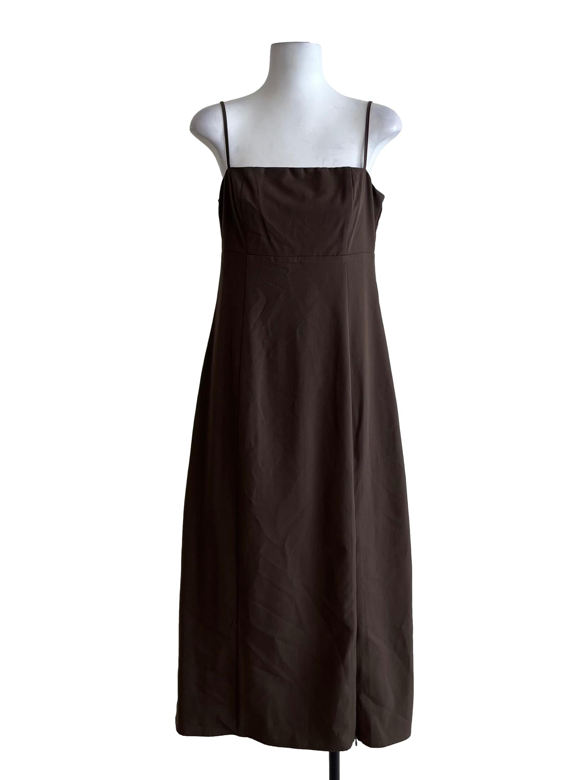 Cedar Brown Spaghetti Strap Jumper Dress