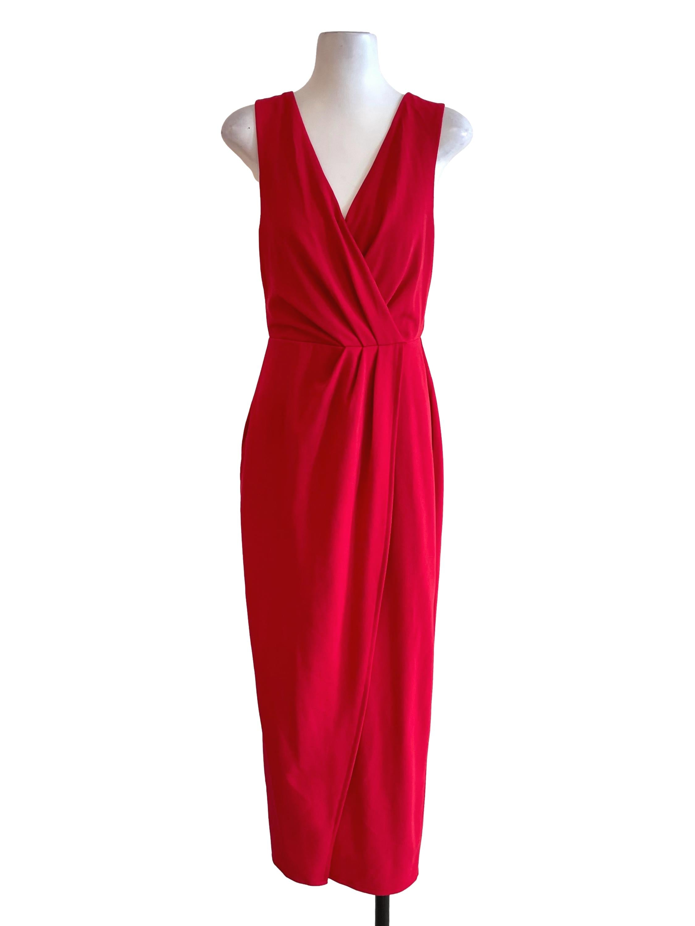 Crimson Red V Neck Dress